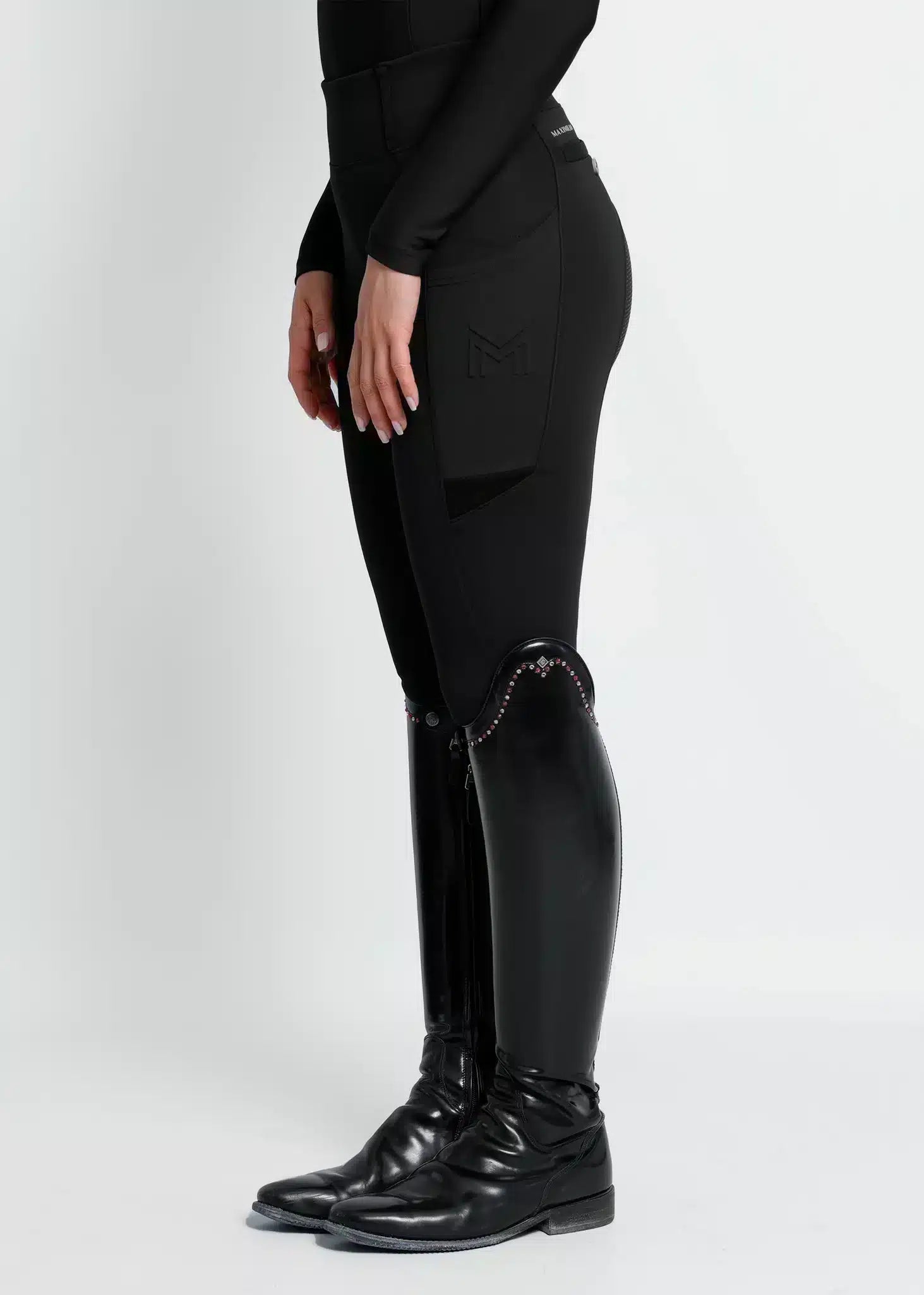 Maximilian Equestrian Tech Riding Leggings Black by Maximilian Equestrian at Try a Bit