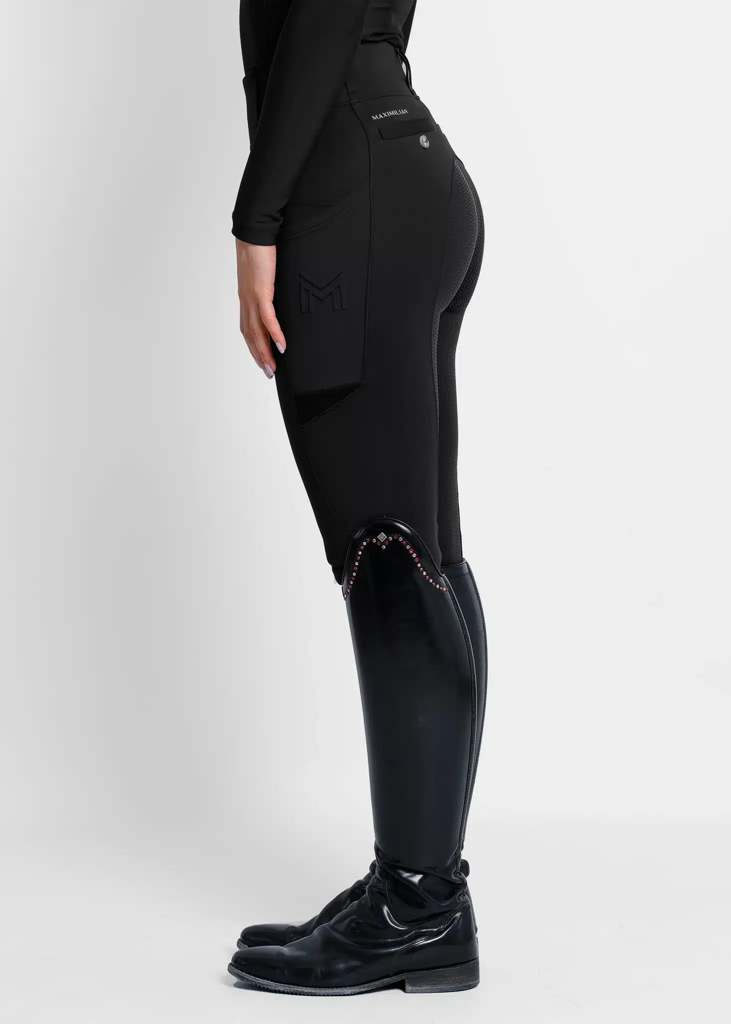 Maximilian Equestrian Tech Riding Leggings Black by Maximilian Equestrian at Try a Bit