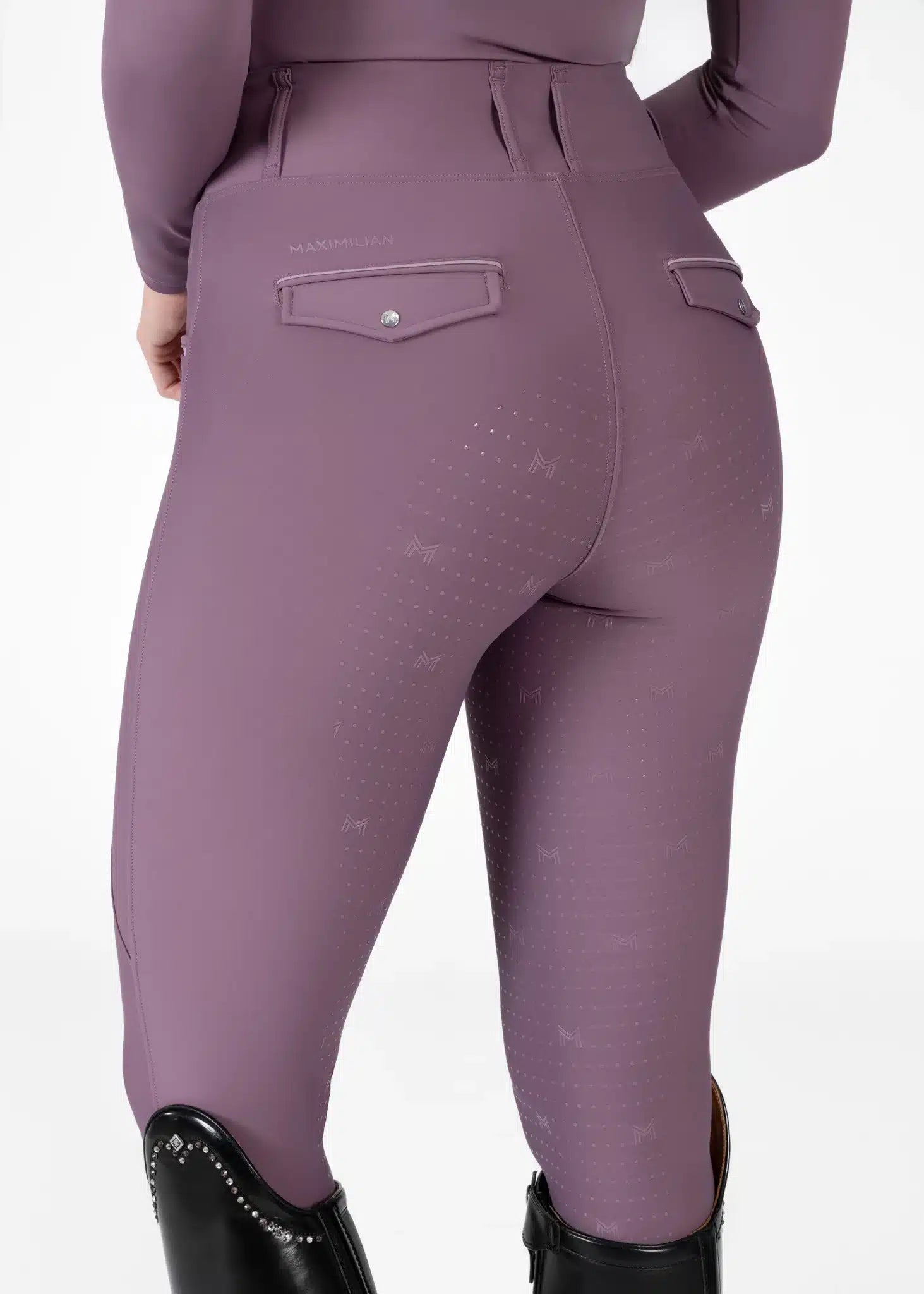 Maximilian Equestrian Pro Riding Leggings Plum by Maximilian Equestrian at Try a Bit