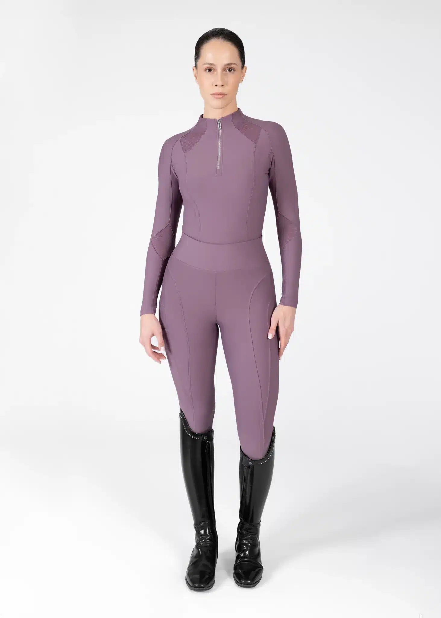 Maximilian Equestrian Outline Riding Leggings Plum by Maximilian Equestrian at Try a Bit