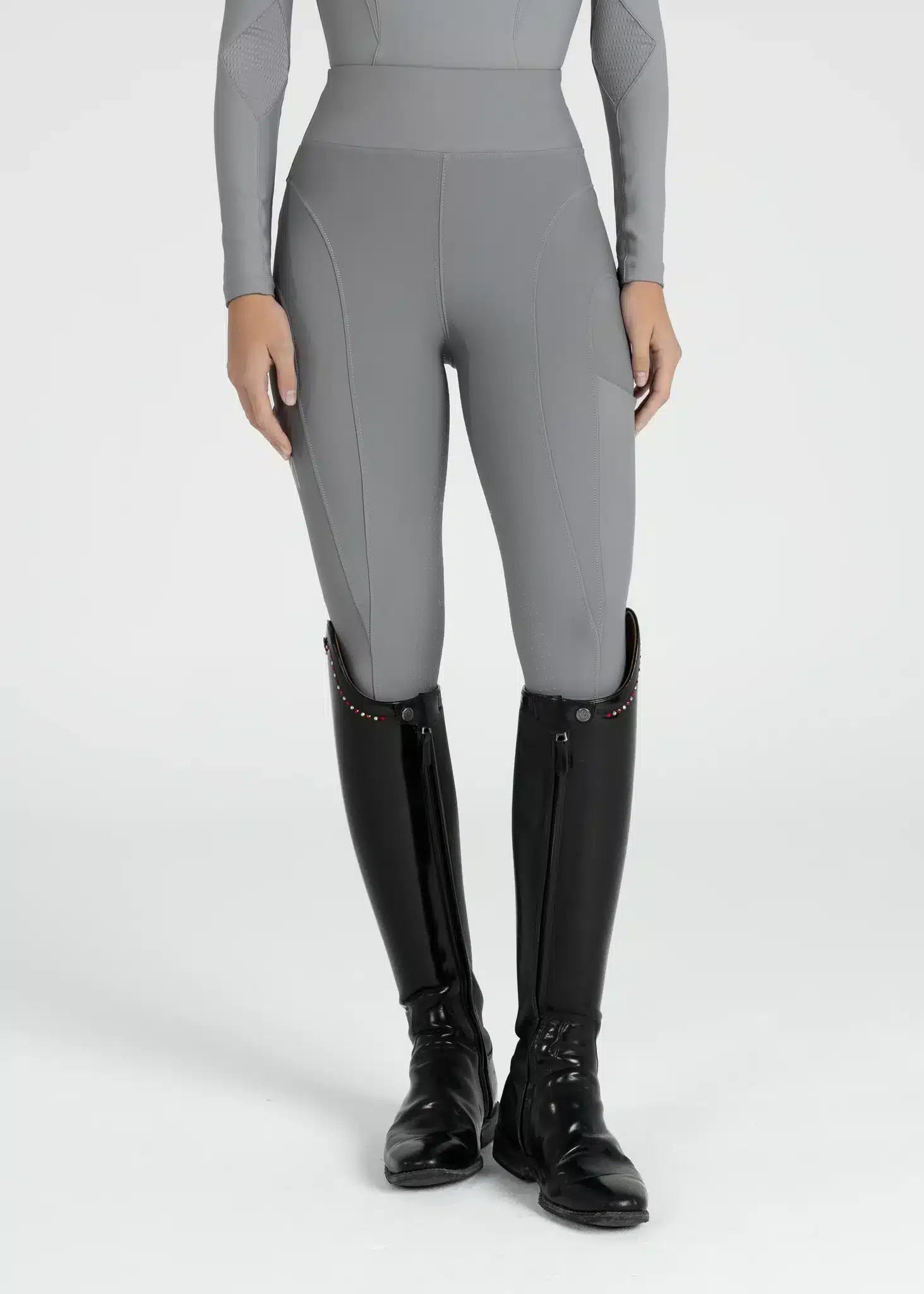 Maximilian Equestrian Outline Riding Leggings Titanium by Maximilian Equestrian at Try a Bit