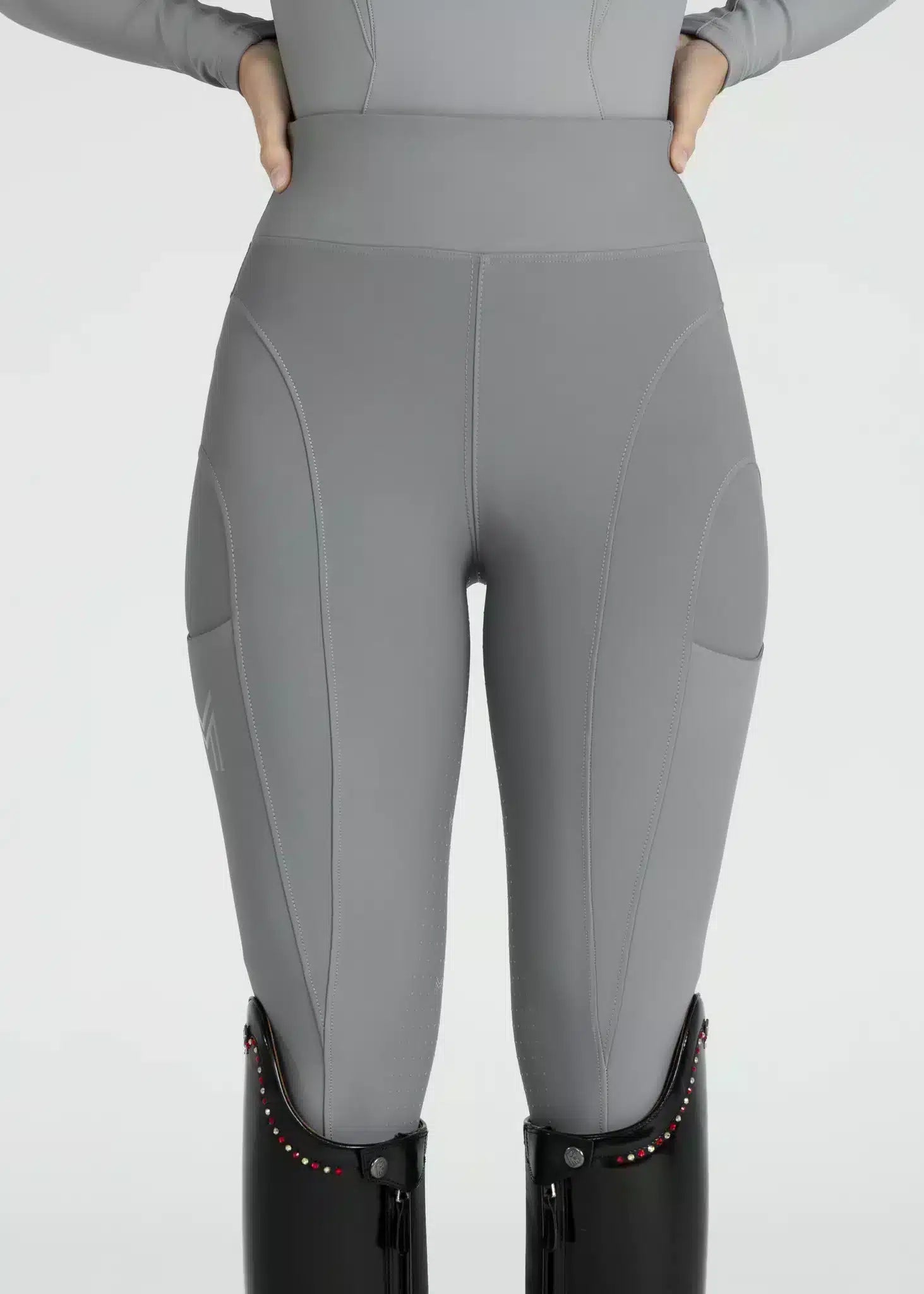 Maximilian Equestrian Outline Riding Leggings Titanium by Maximilian Equestrian at Try a Bit