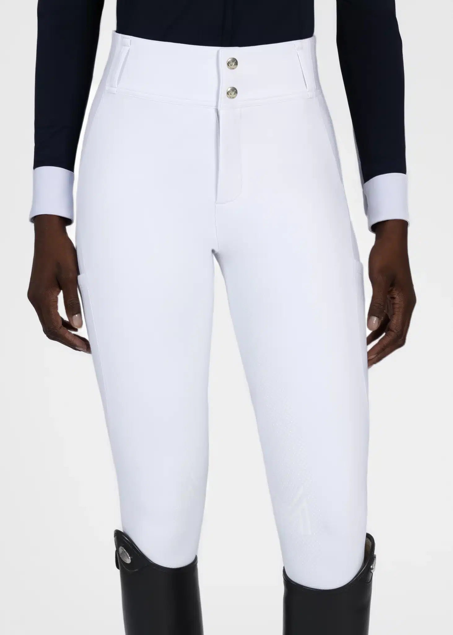 Maximilian Equestrian Aero Breeches White/Gold by Maximilian Equestrian at Try a Bit