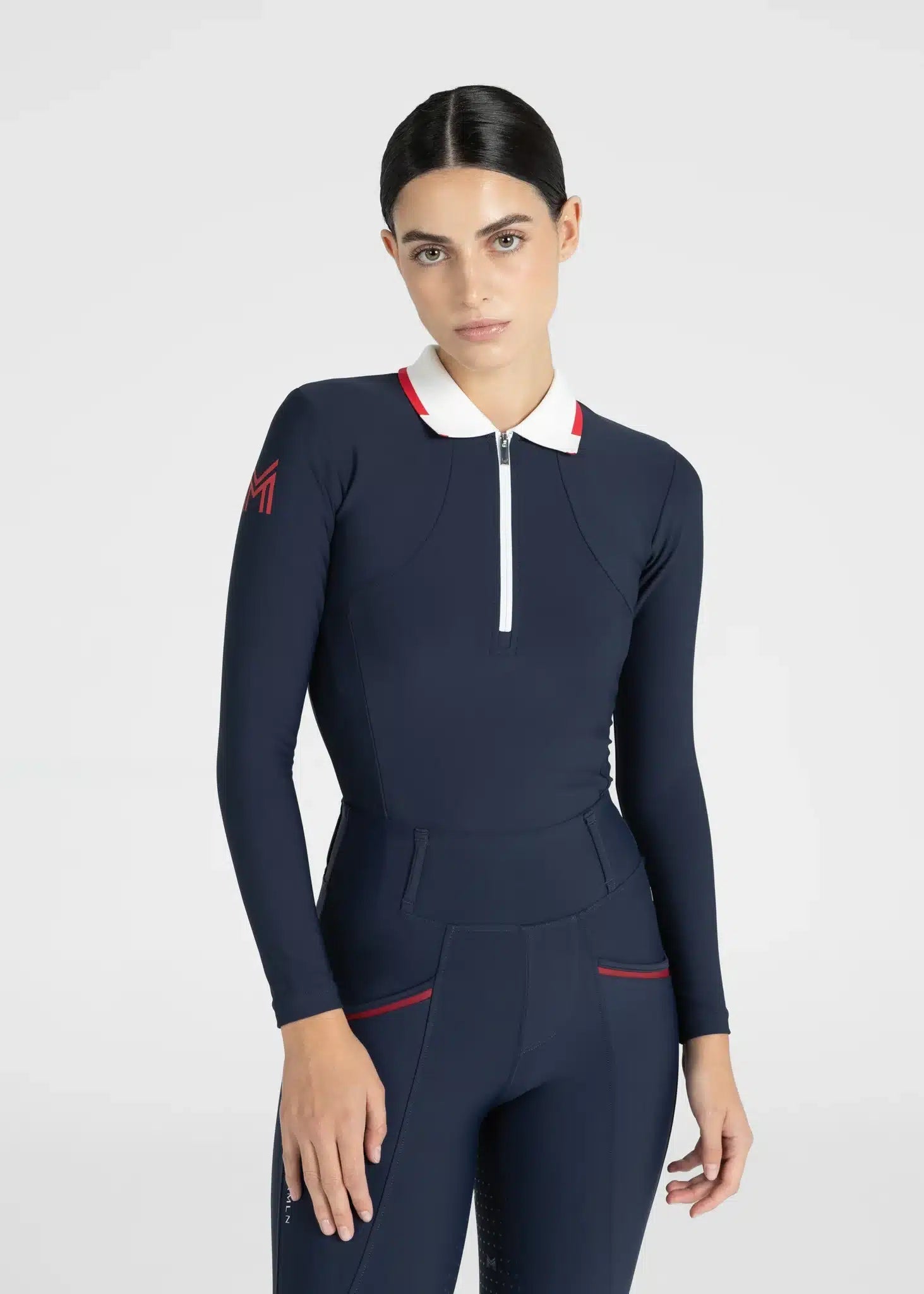 Maximilian Equestrian Concept Long Sleeve Polo Shirt (Navy) by Maximilian Equestrian at Try a Bit