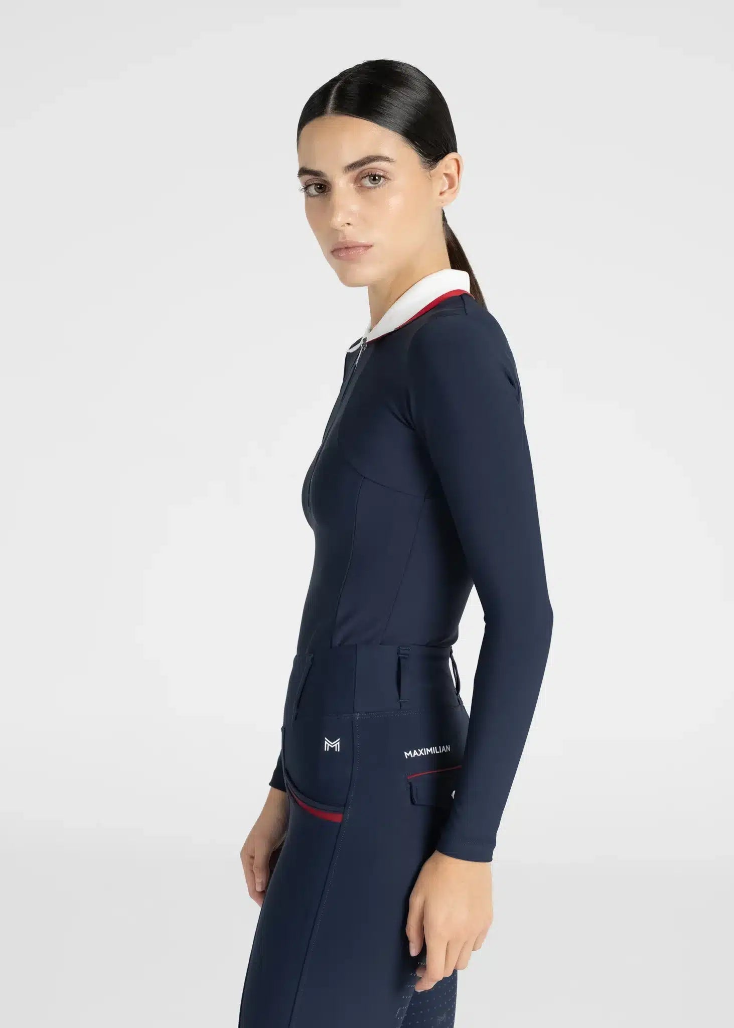 Maximilian Equestrian Concept Long Sleeve Polo Shirt (Navy) by Maximilian Equestrian at Try a Bit