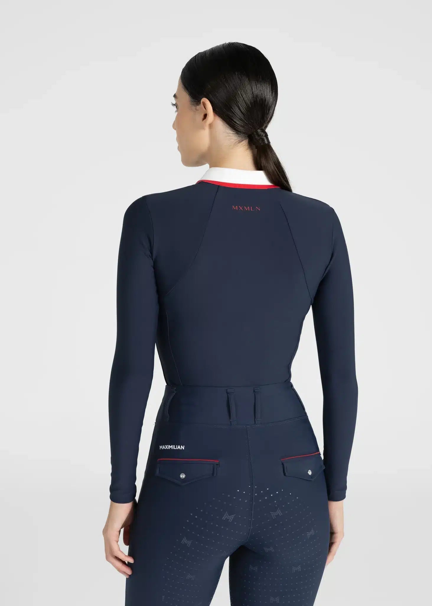 Maximilian Equestrian Concept Long Sleeve Polo Shirt (Navy) by Maximilian Equestrian at Try a Bit