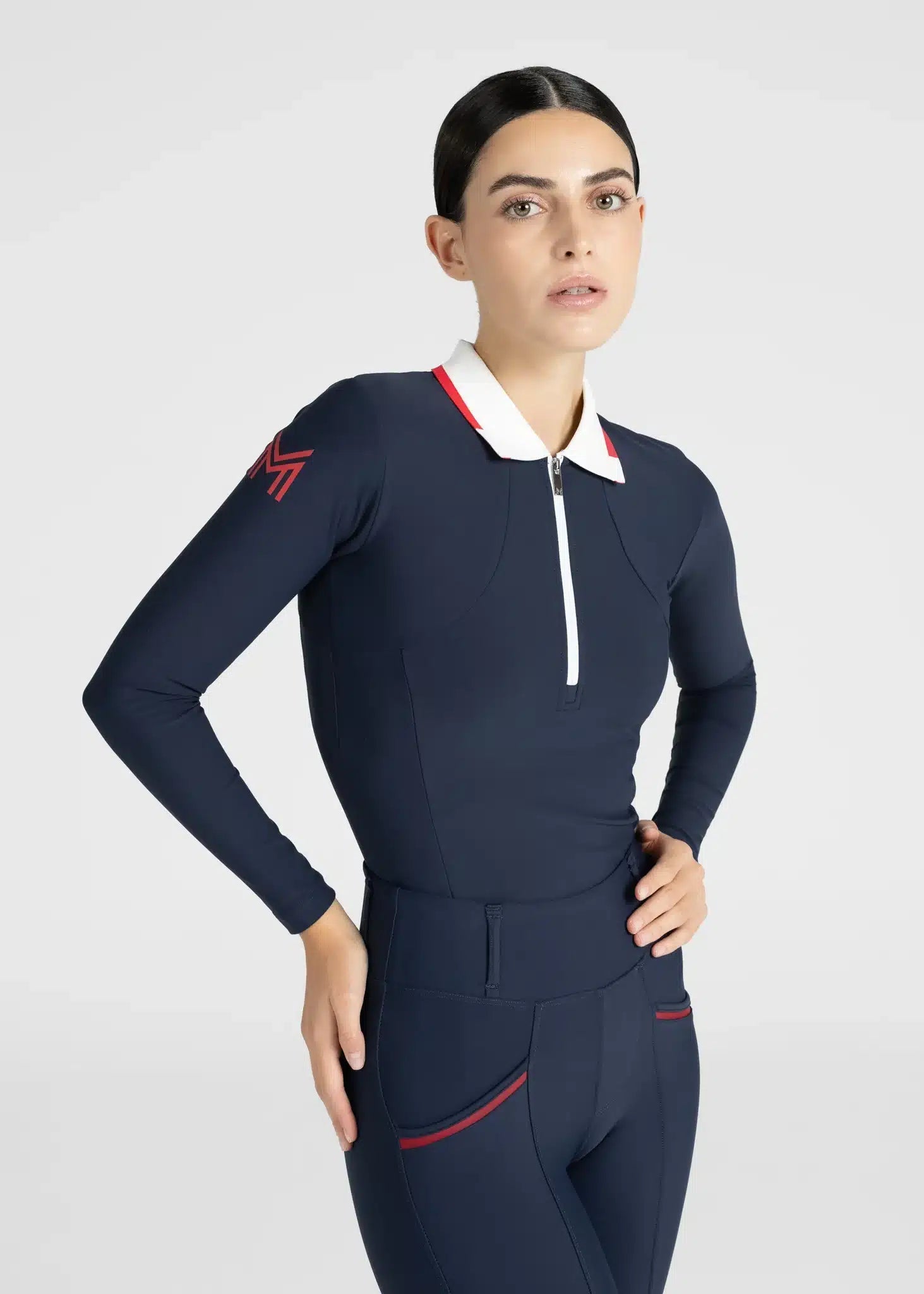 Maximilian Equestrian Concept Long Sleeve Polo Shirt (Navy) by Maximilian Equestrian at Try a Bit