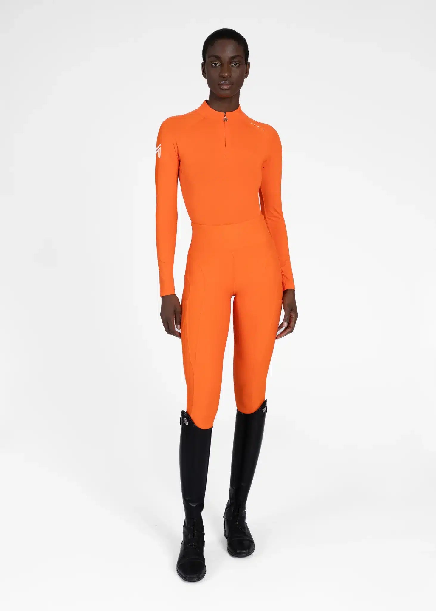 Maximilian Equestrian Outline Riding Leggings Tangerine by Maximilian Equestrian at Try a Bit