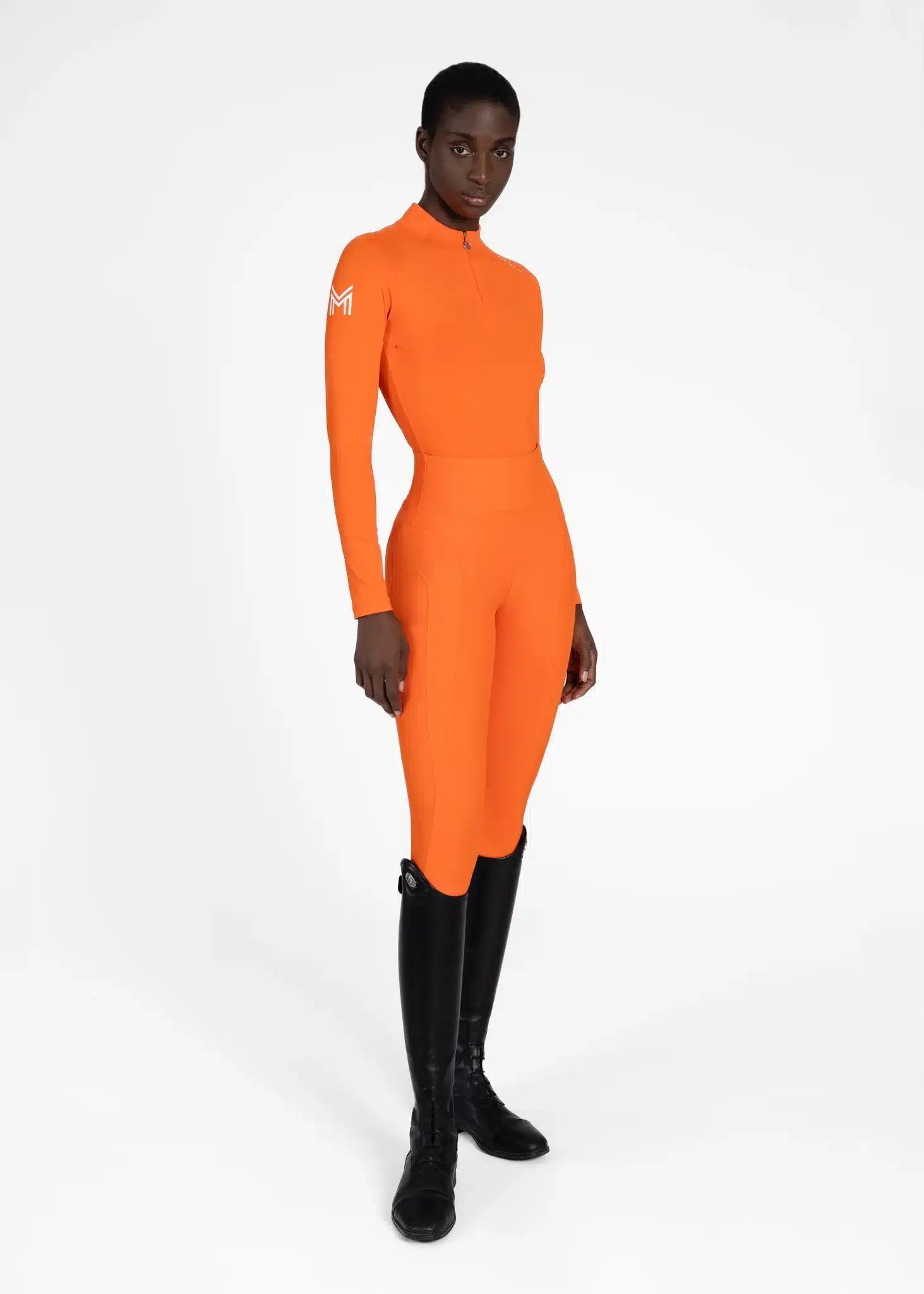 Maximilian Equestrian Outline Riding Leggings Tangerine by Maximilian Equestrian at Try a Bit