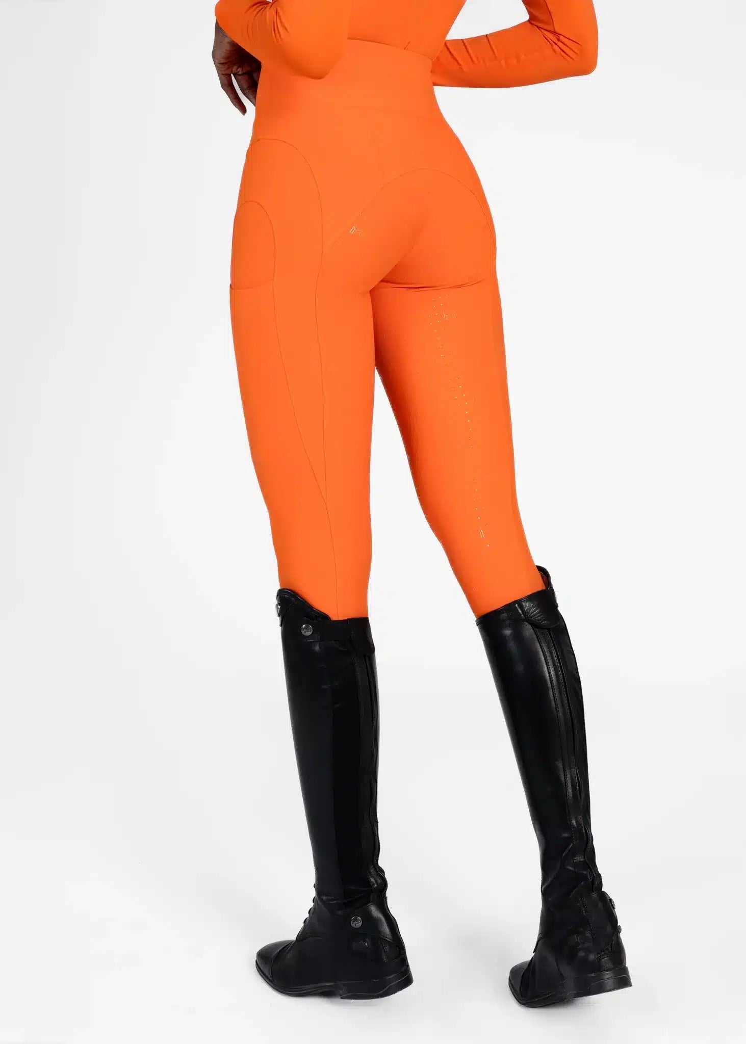 Maximilian Equestrian Outline Riding Leggings Tangerine by Maximilian Equestrian at Try a Bit