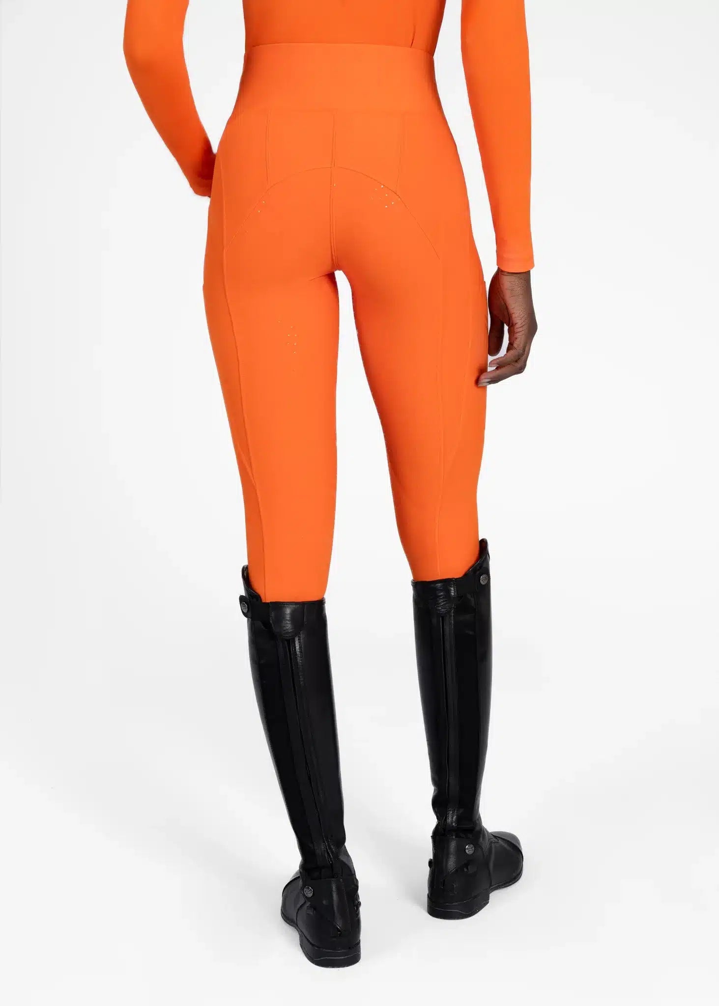 Maximilian Equestrian Outline Riding Leggings Tangerine by Maximilian Equestrian at Try a Bit