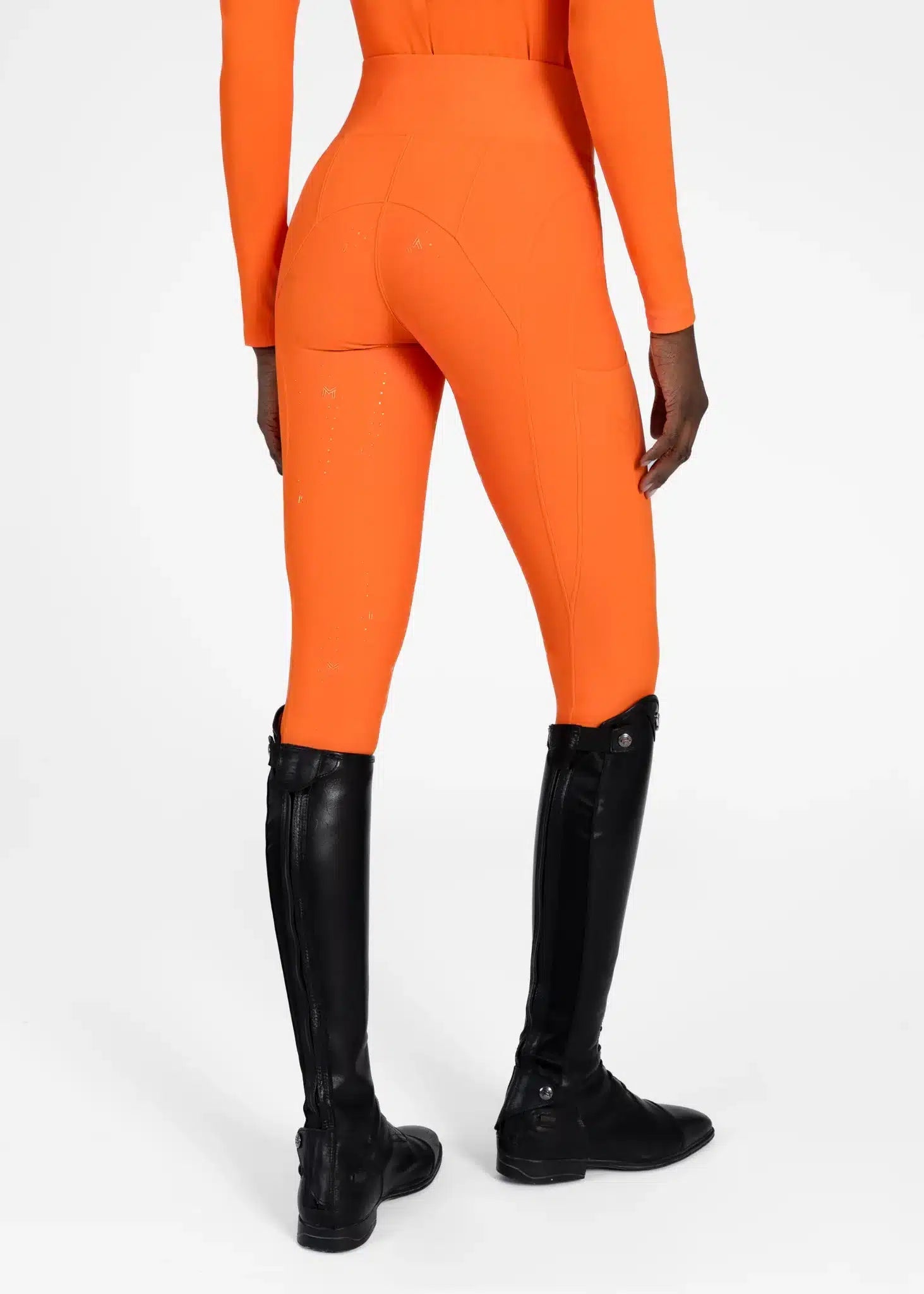 Maximilian Equestrian Outline Riding Leggings Tangerine by Maximilian Equestrian at Try a Bit