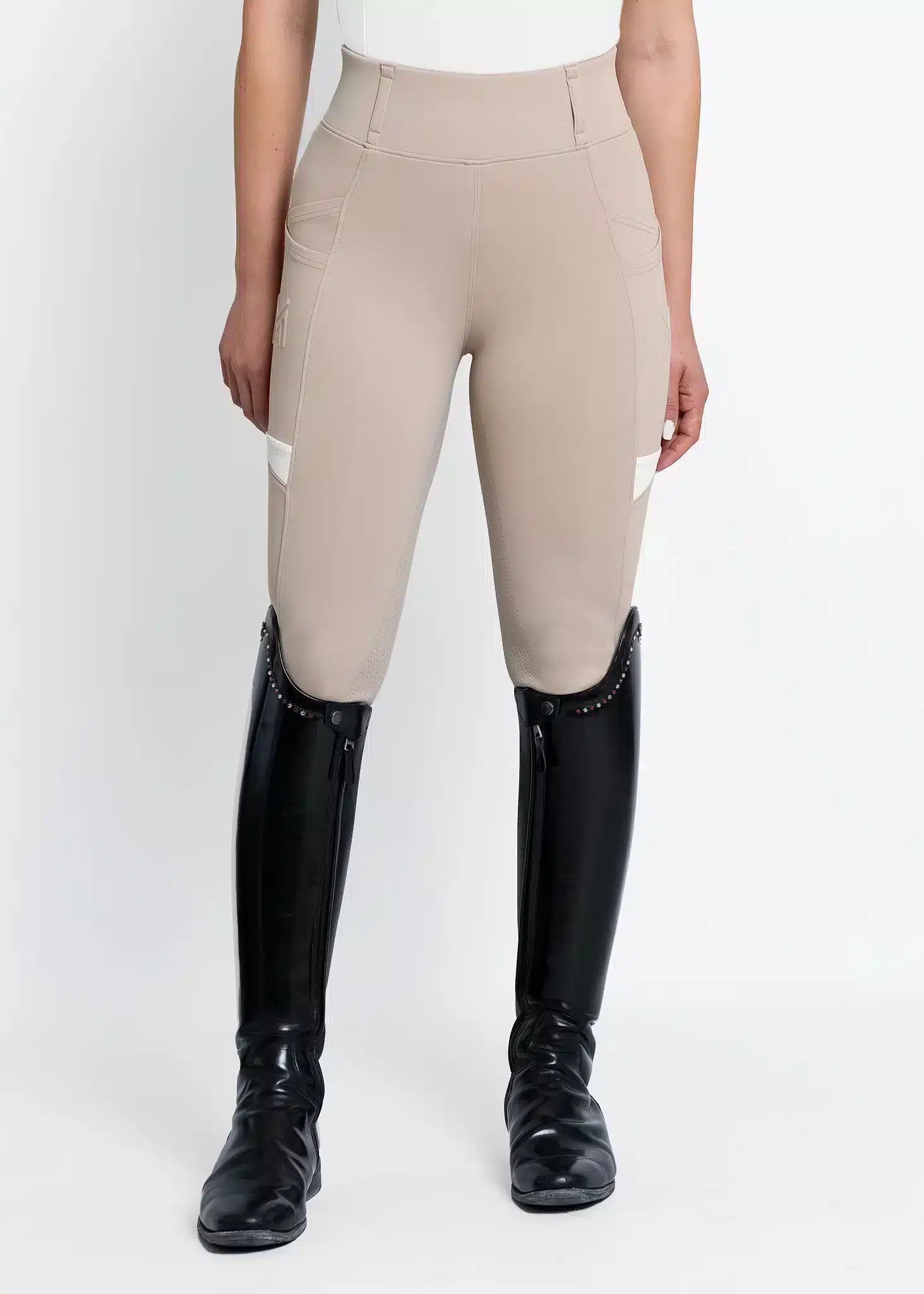 Maximilian Equestrian Tech Riding Leggings Beige by Maximilian Equestrian at Try a Bit