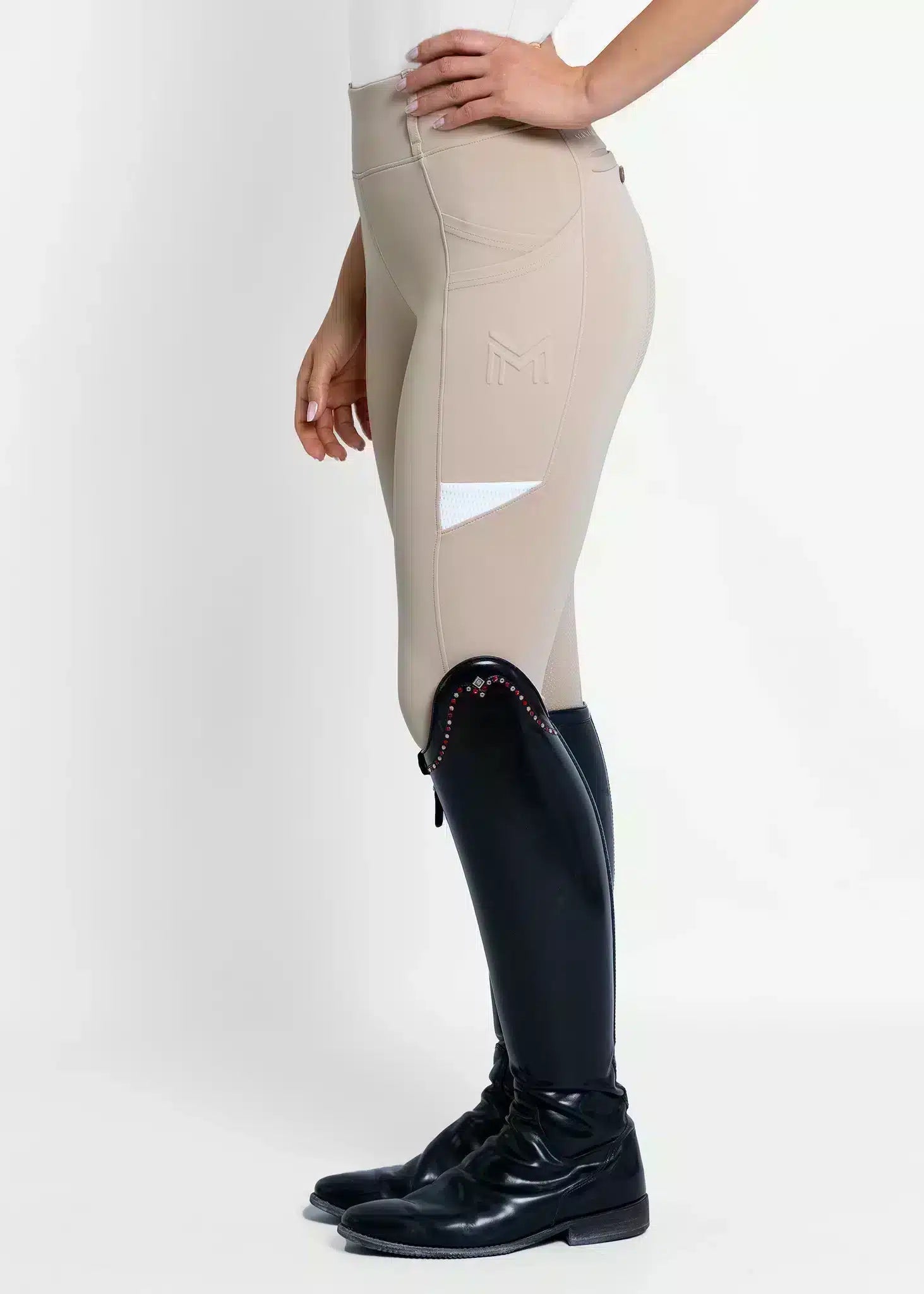 Maximilian Equestrian Tech Riding Leggings Beige by Maximilian Equestrian at Try a Bit
