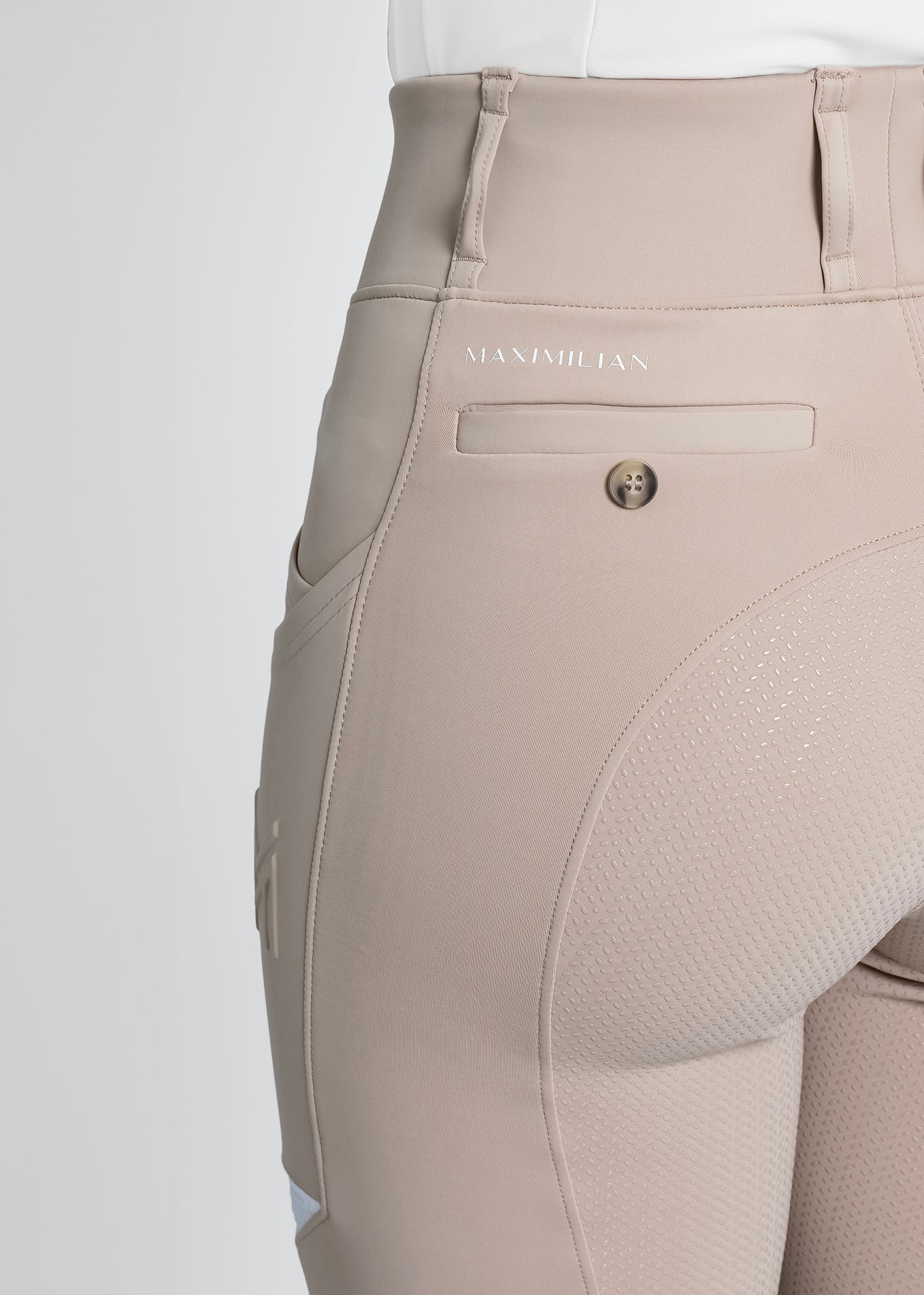 Maximilian Equestrian Tech Riding Leggings Beige by Maximilian Equestrian at Try a Bit