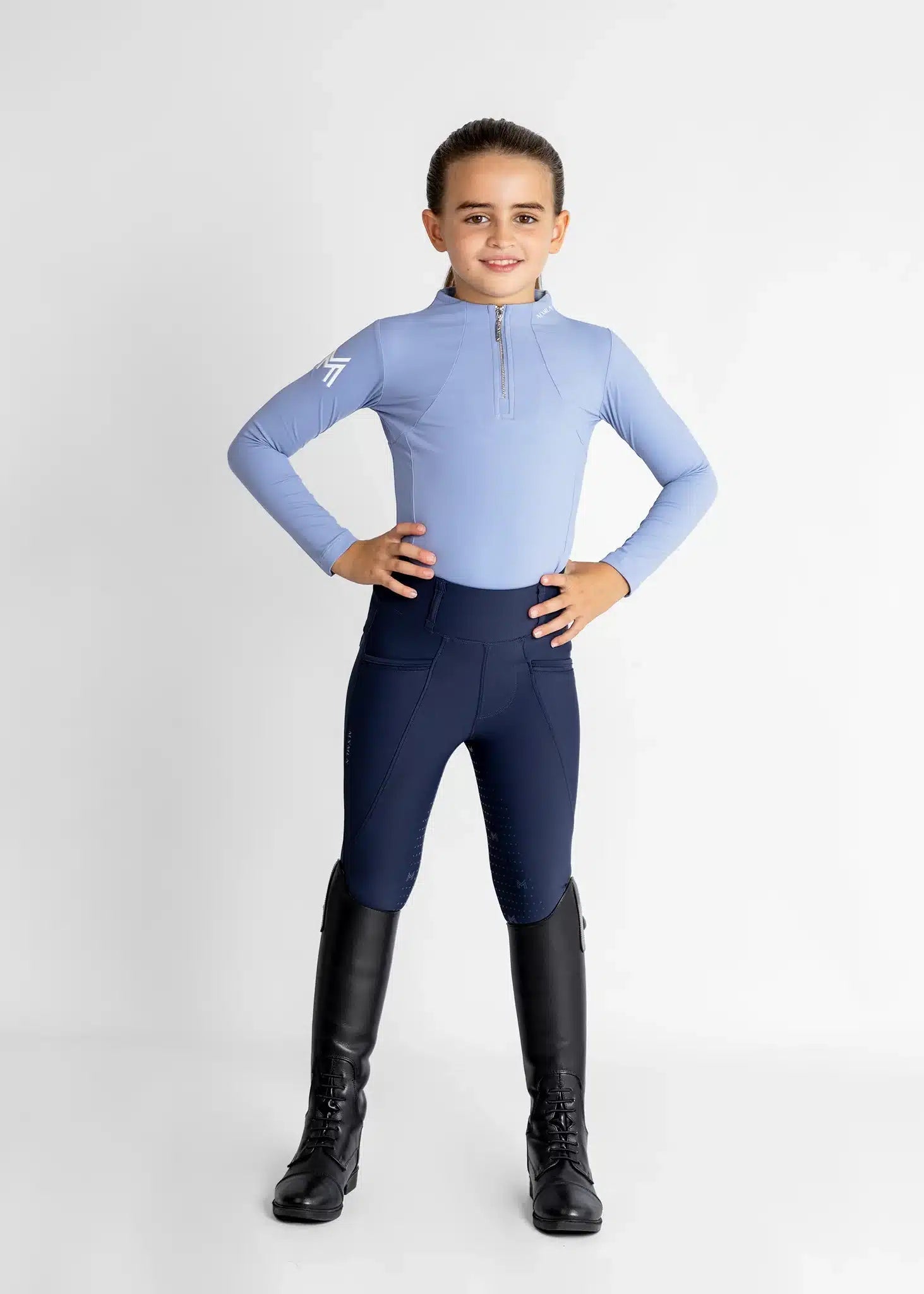 Maximilian Equestrian YR Long Sleeve Base Layer (Iris Blue) by Maximilian Equestrian at Try a Bit