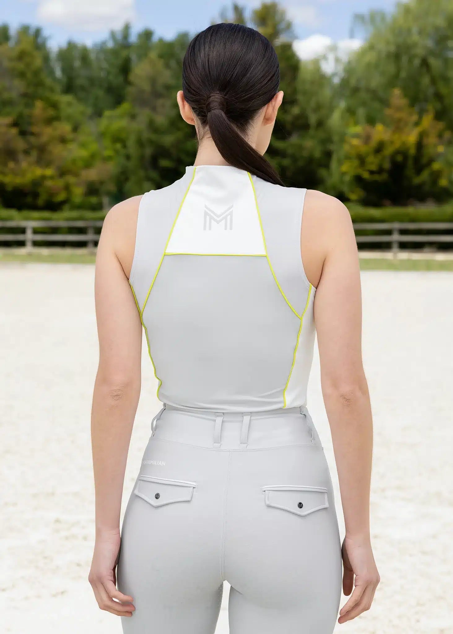 Maximilian Equestrian Sleeveless Base Layer (Glacier/Lime) by Maximilian Equestrian at Try a Bit