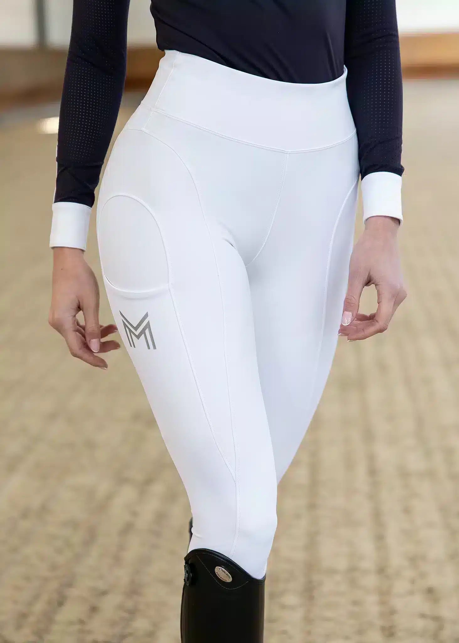 Maximilian Equestrian Outline Riding Leggings White by Maximilian Equestrian at Try a Bit