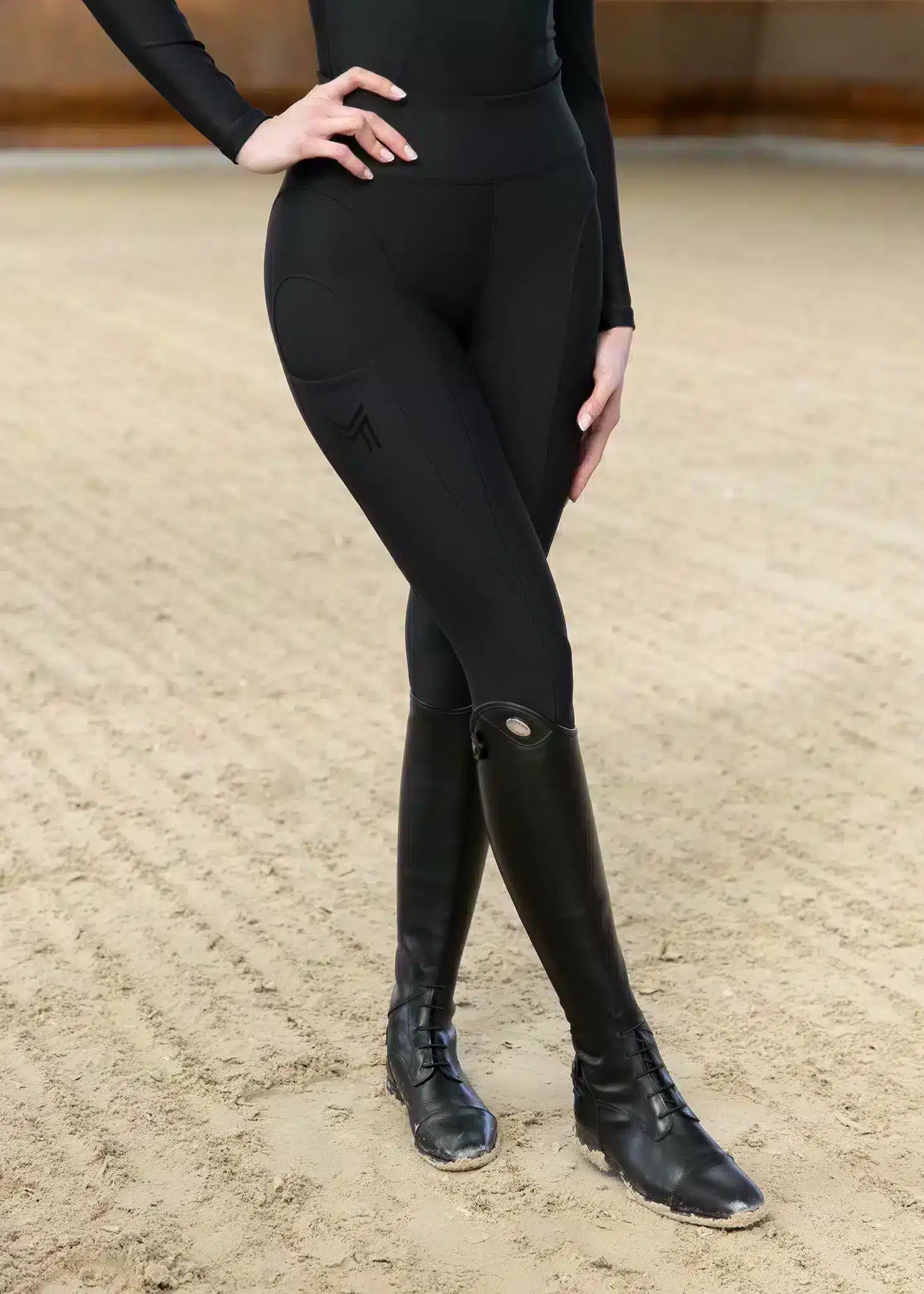 Maximilian Equestrian Outline Riding Leggings Black by Maximilian Equestrian at Try a Bit