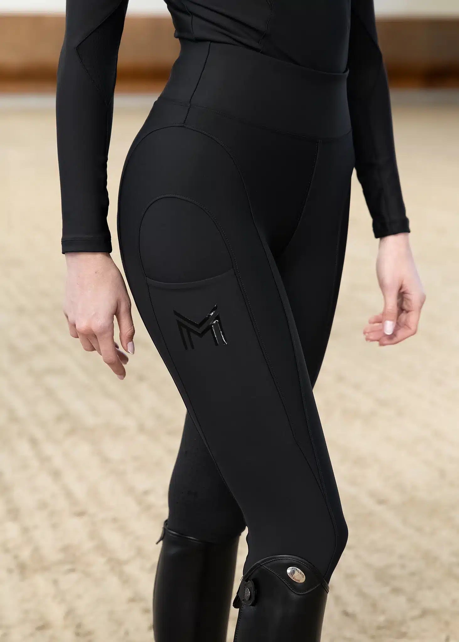 Maximilian Equestrian Outline Riding Leggings Black by Maximilian Equestrian at Try a Bit