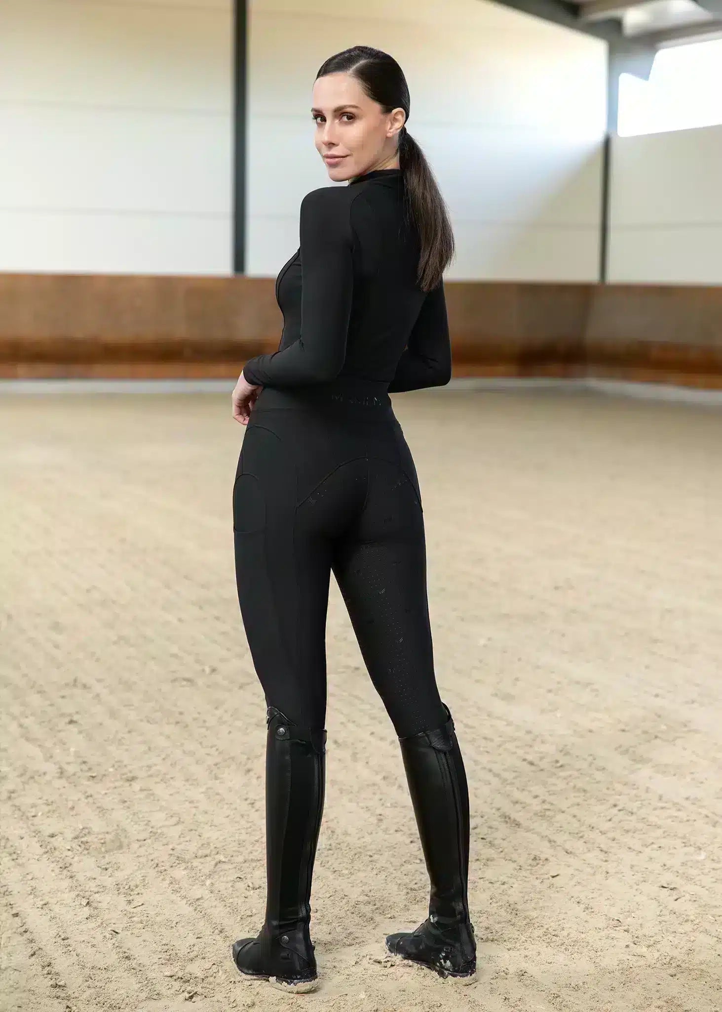 Maximilian Equestrian Outline Riding Leggings Black by Maximilian Equestrian at Try a Bit