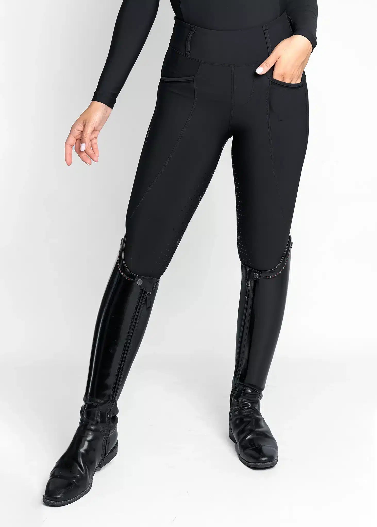 Maximilian Equestrian Pro Riding Leggings Black by Maximilian Equestrian at Try a Bit