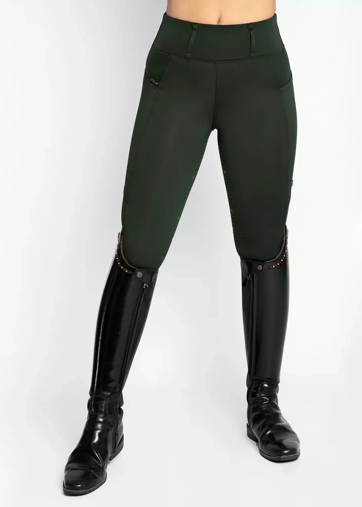 Maximilian Equestrian Studio Riding Leggings Hunter Green by Maximilian Equestrian at Try a Bit
