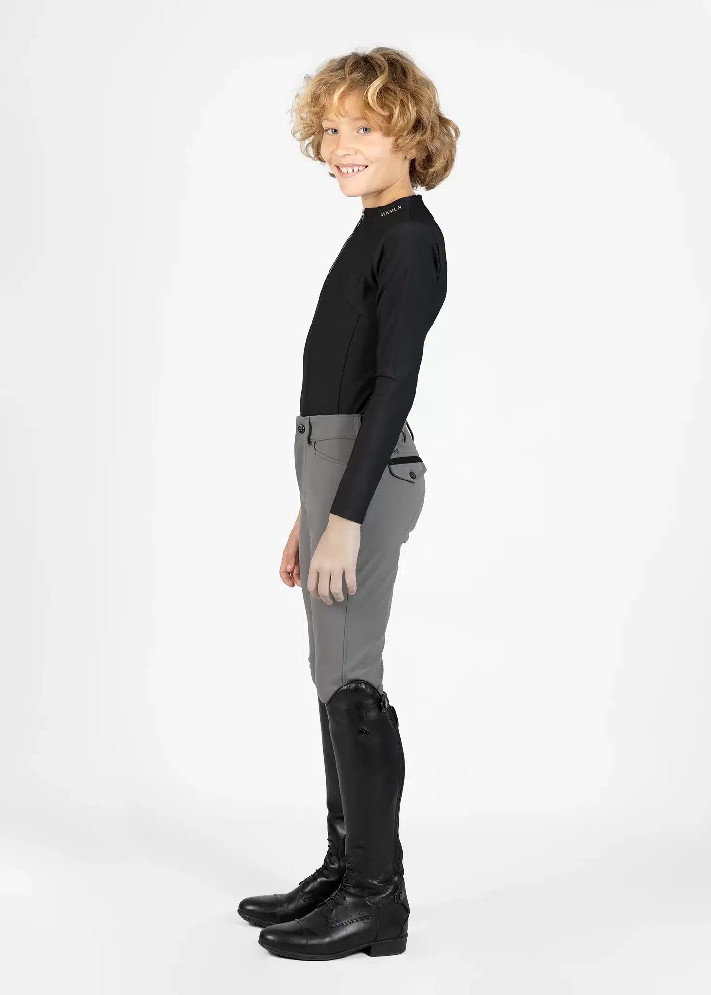 Maximilian Equestrian YR Performance Breeches (Grey) by Maximilian Equestrian at Try a Bit