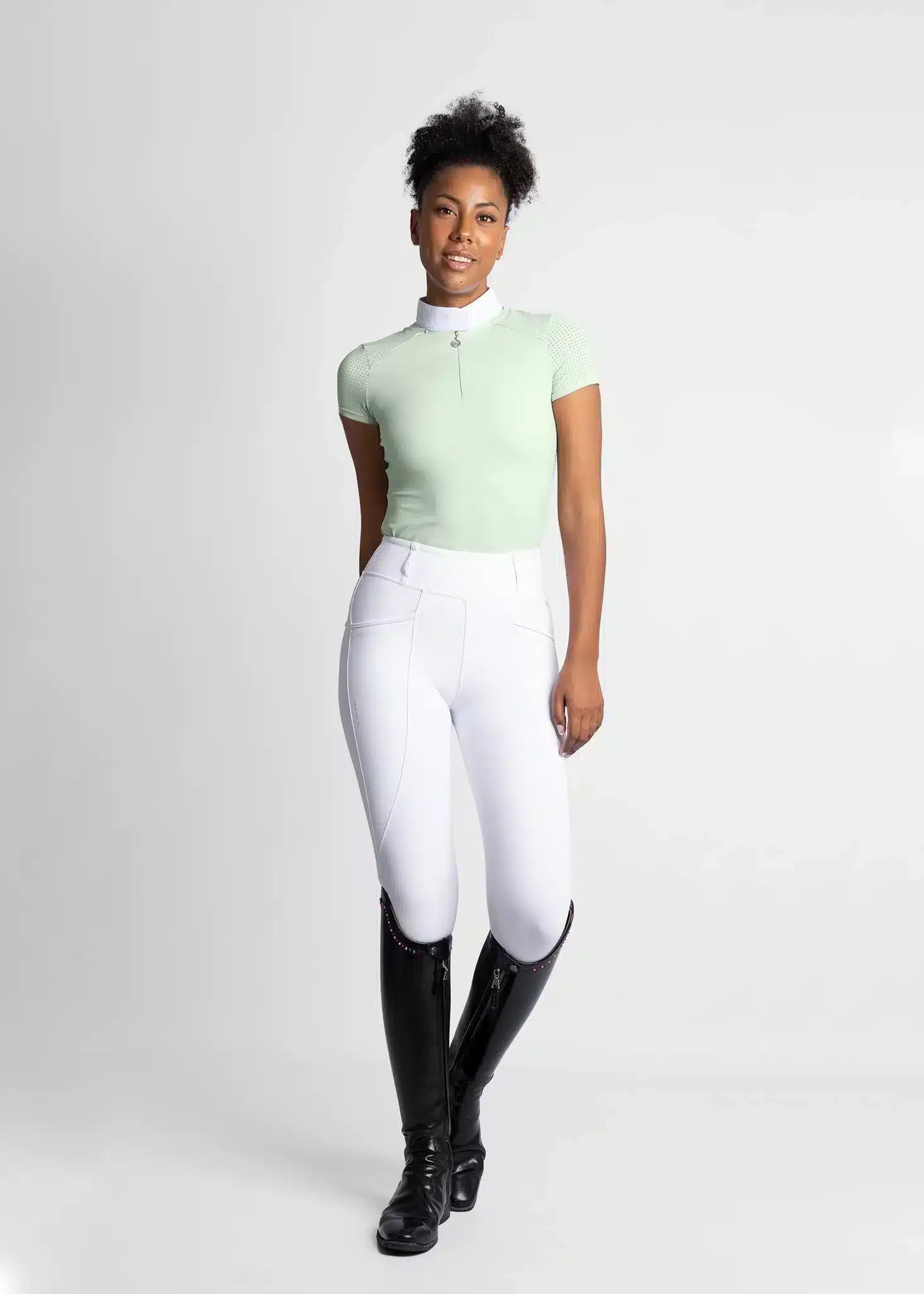 Maximilian Equestrian Air Short Sleeve Show Shirt Sage Green by Maximilian Equestrian at Try a Bit
