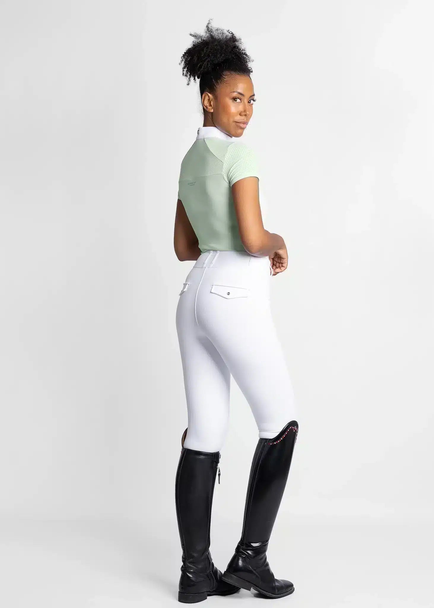 Maximilian Equestrian Air Short Sleeve Show Shirt Sage Green by Maximilian Equestrian at Try a Bit