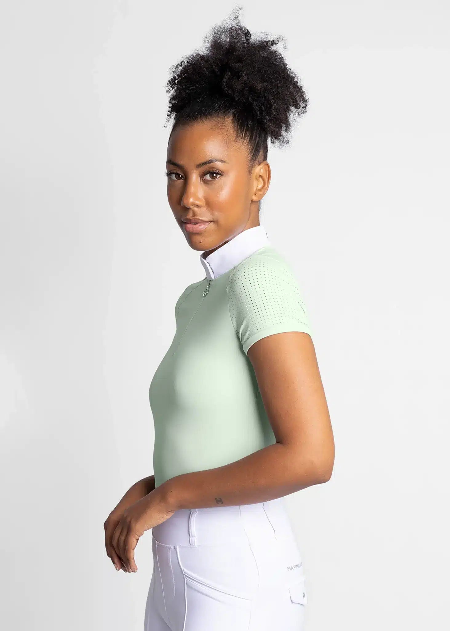 Maximilian Equestrian Air Short Sleeve Show Shirt Sage Green by Maximilian Equestrian at Try a Bit