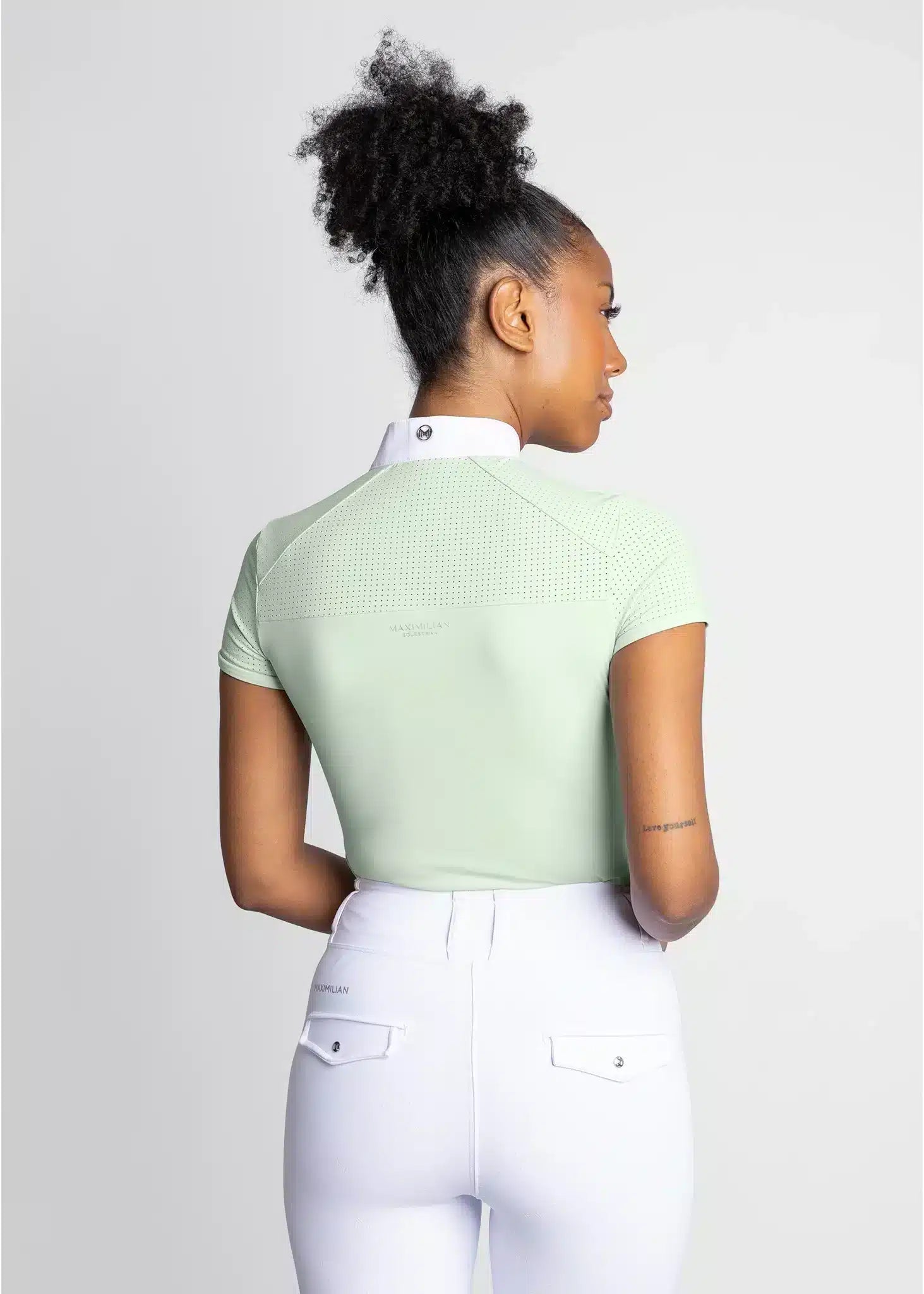 Maximilian Equestrian Air Short Sleeve Show Shirt Sage Green by Maximilian Equestrian at Try a Bit