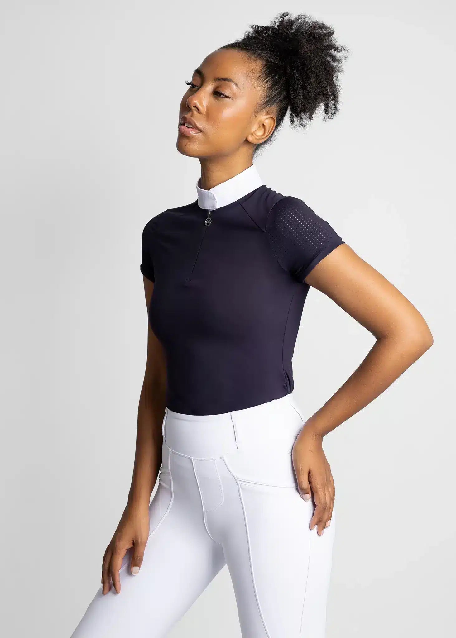 Maximilian Equestrian Air Short Sleeve Show Shirt Navy by Maximilian Equestrian at Try a Bit