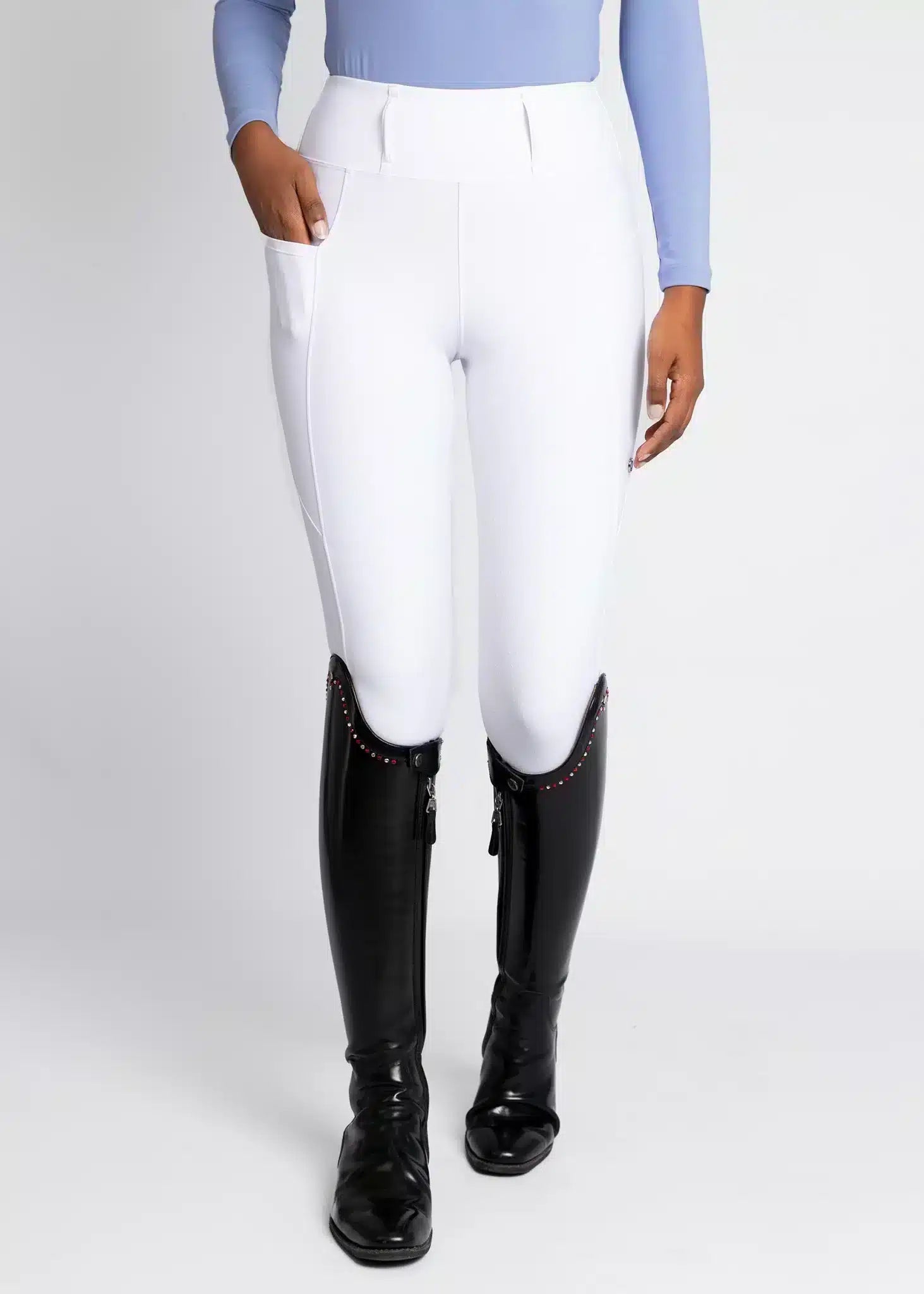 Maximilian Equestrian Studio Riding Leggings White by Maximilian Equestrian at Try a Bit