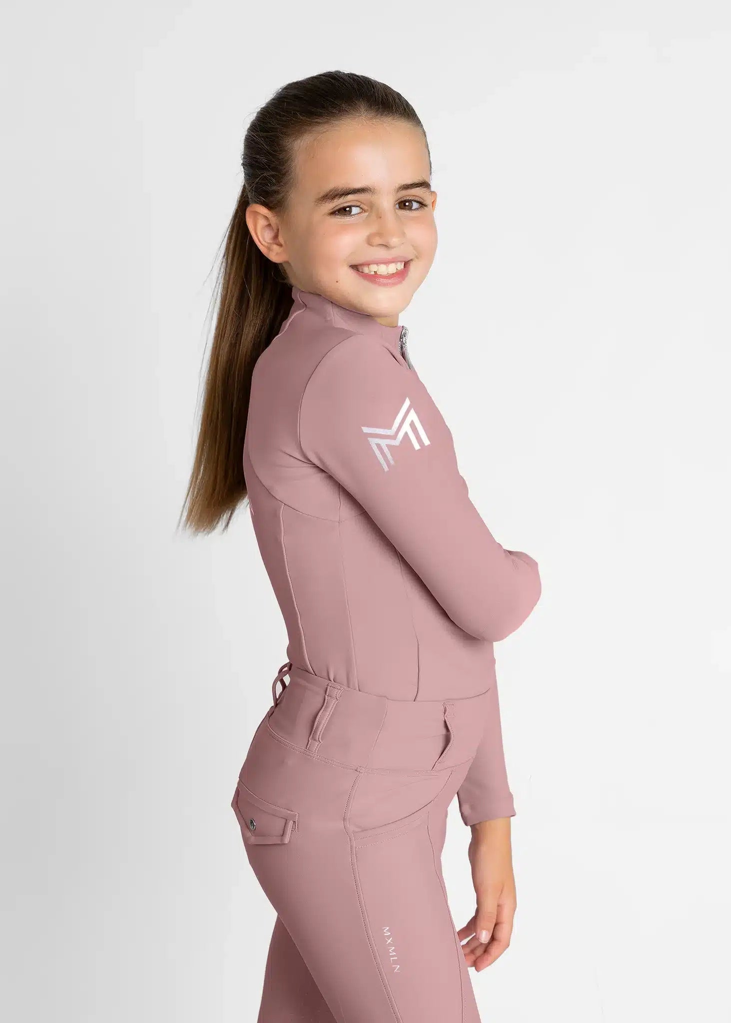 Maximilian Equestrian YR Long Sleeve Base Layer (Rose Taupe) by Maximilian Equestrian at Try a Bit