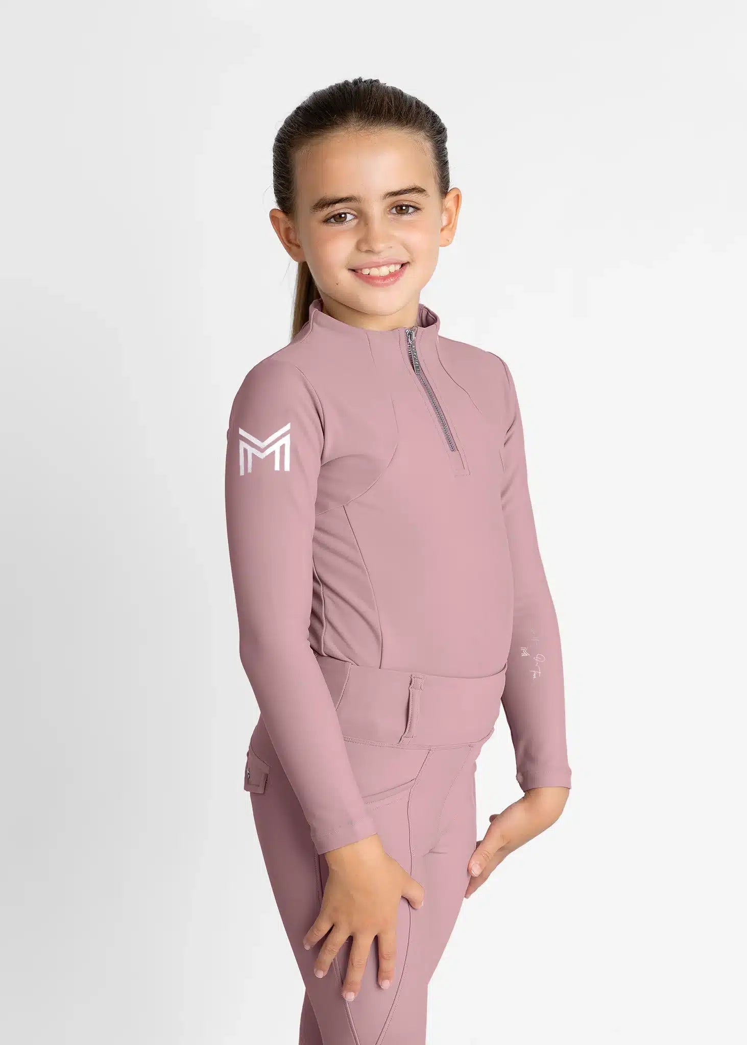 Maximilian Equestrian YR Long Sleeve Base Layer (Rose Taupe) by Maximilian Equestrian at Try a Bit