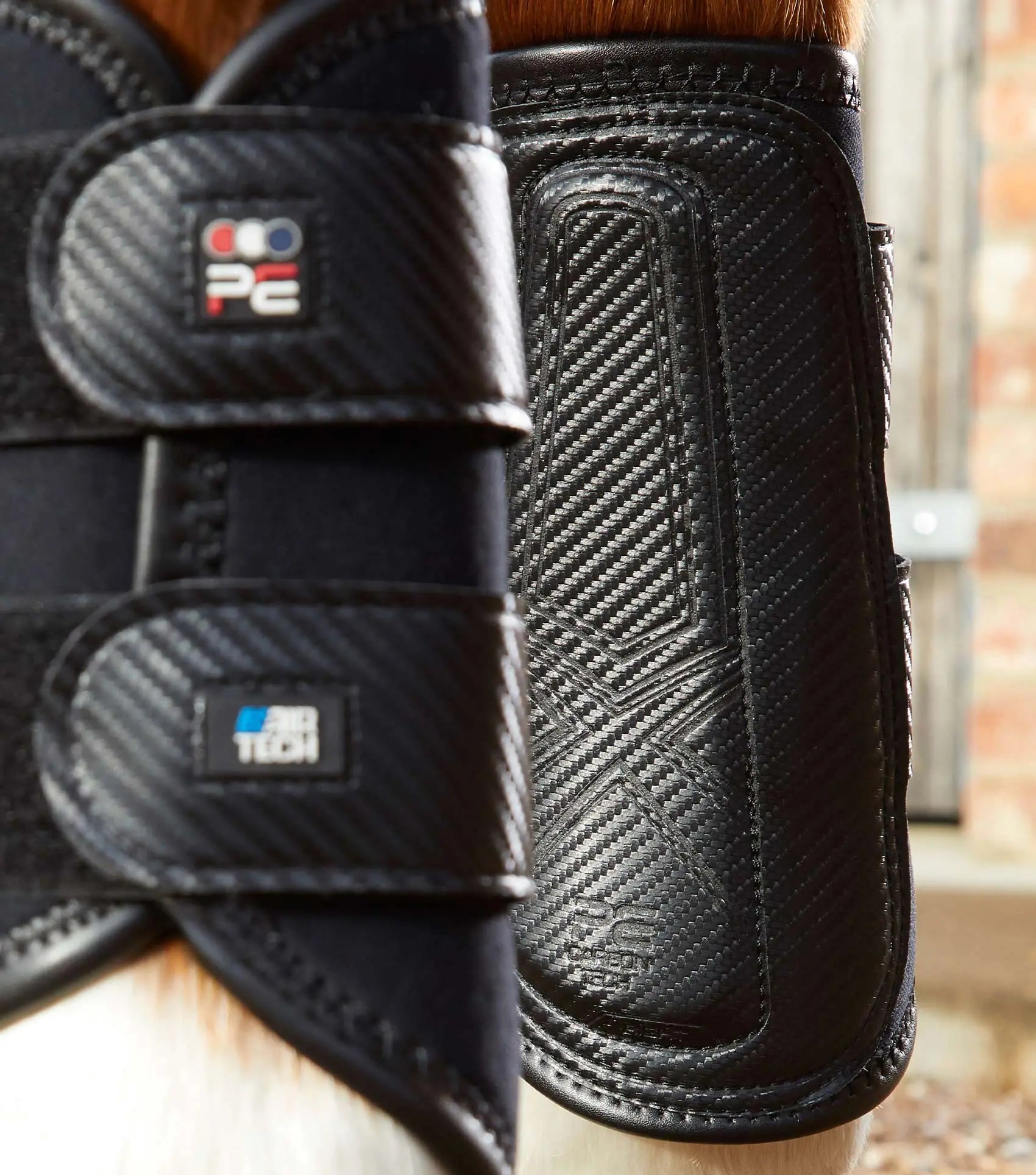 Premier Equine Carbon Air-Tech Double Locking Brushing Boots by Premier Equine at Try A Bit