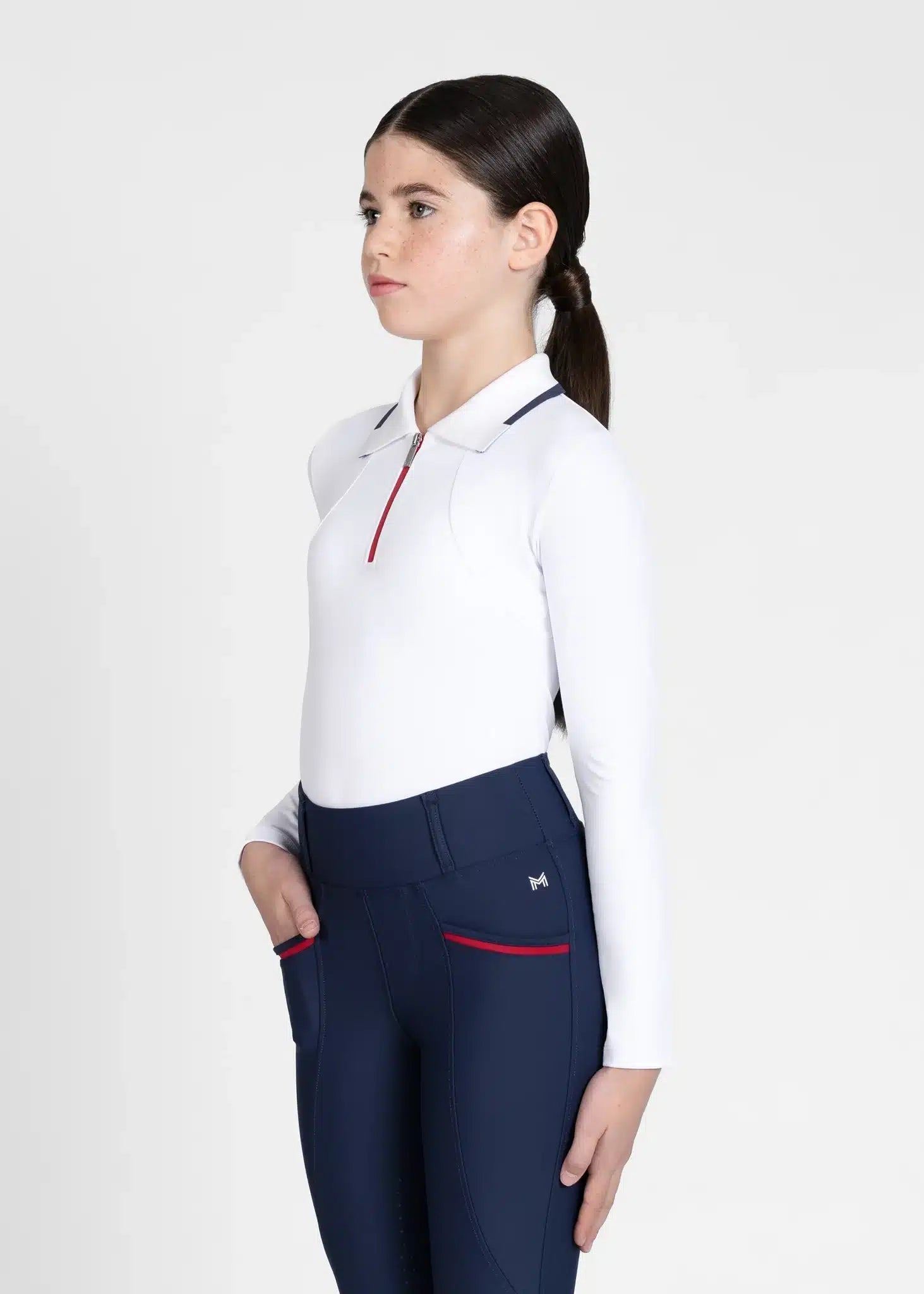Maximilian Equestrian YR Concept Long Sleeve Polo Shirt (White) by Maximilian Equestrian at Try a Bit
