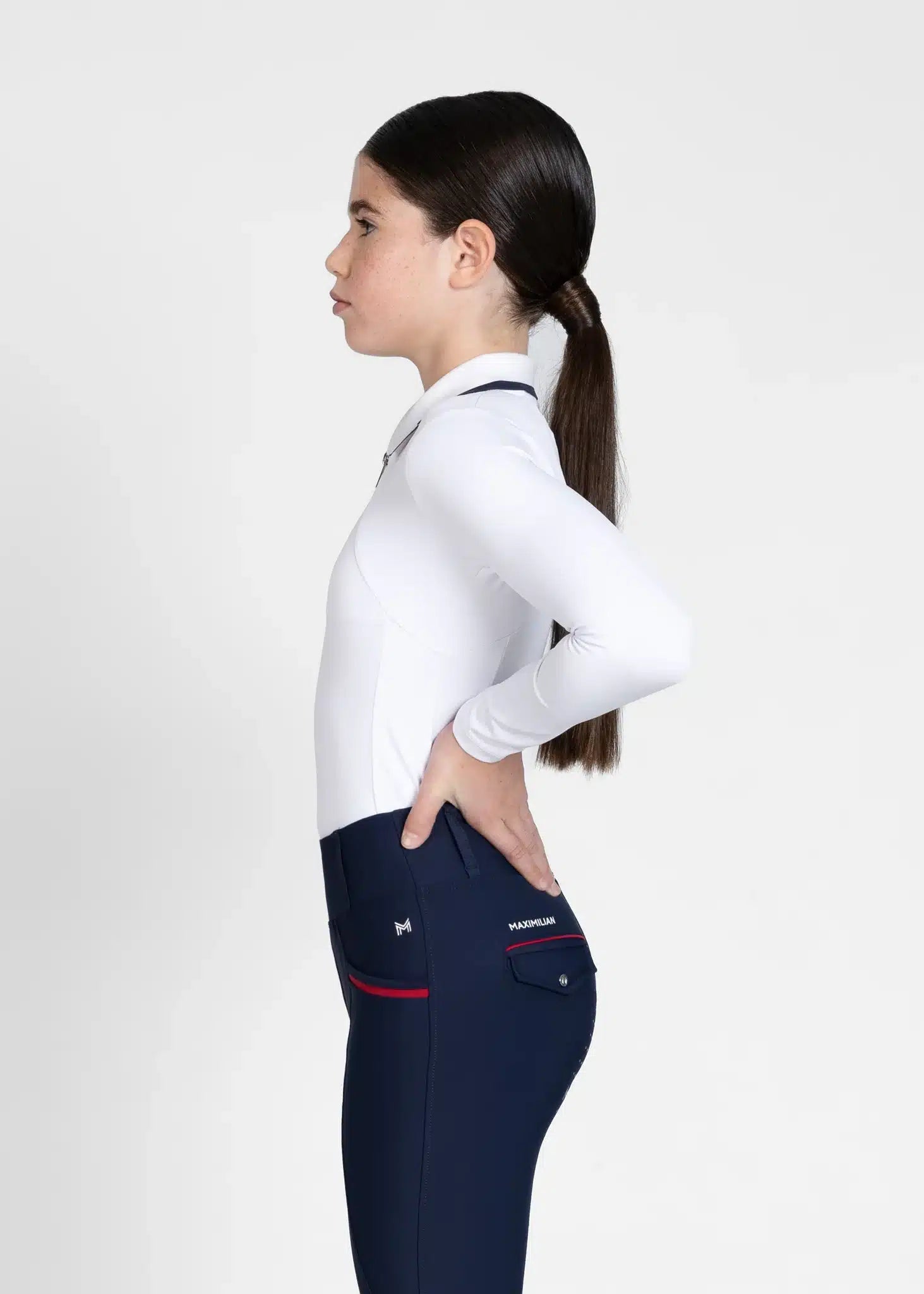 Maximilian Equestrian YR Concept Long Sleeve Polo Shirt (White) by Maximilian Equestrian at Try a Bit