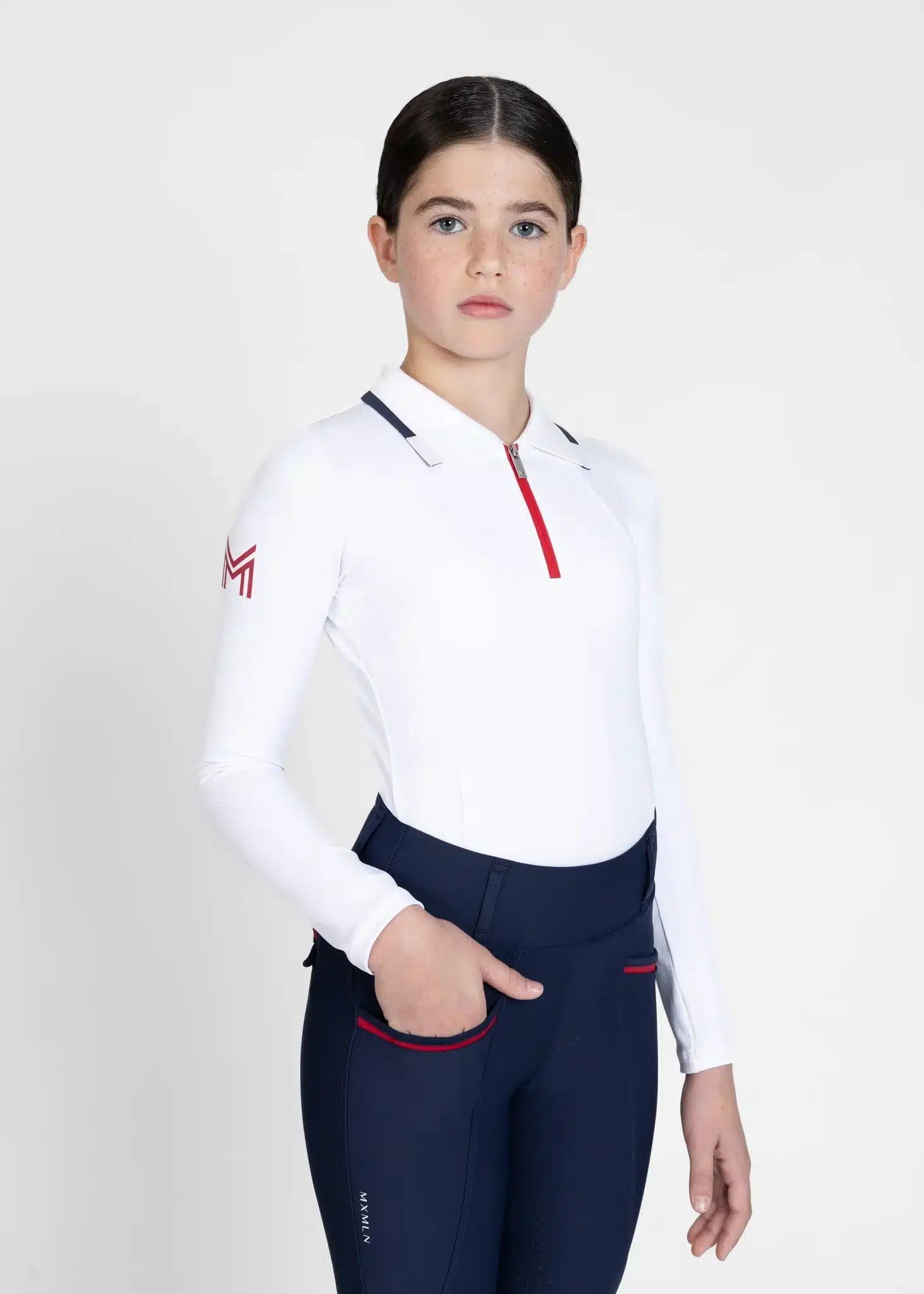 Maximilian Equestrian YR Concept Long Sleeve Polo Shirt (White) by Maximilian Equestrian at Try a Bit