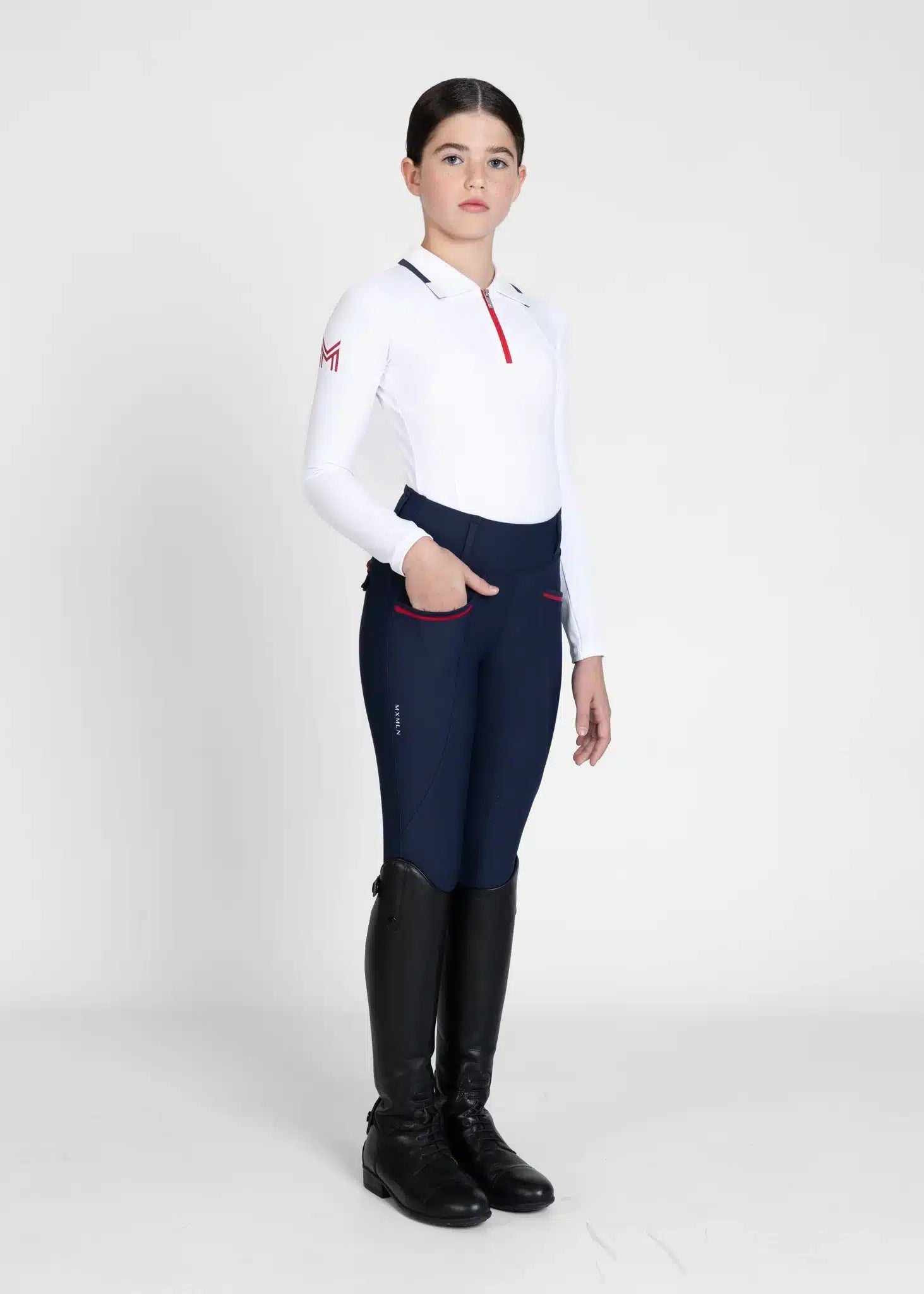 Maximilian Equestrian YR Concept Long Sleeve Polo Shirt (White) by Maximilian Equestrian at Try a Bit