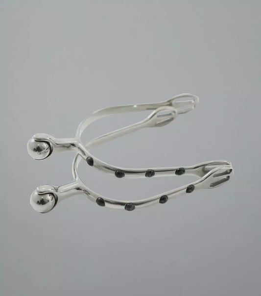 Premier Equine Roller Ball Spurs with Natural Stone - Black by Premier Equine at Try a Bit