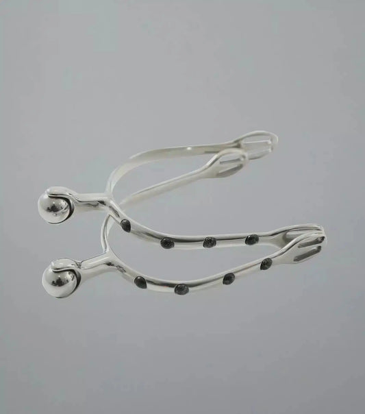 Premier Equine Roller Ball Spurs with Natural Stone - Black by Premier Equine at Try A Bit