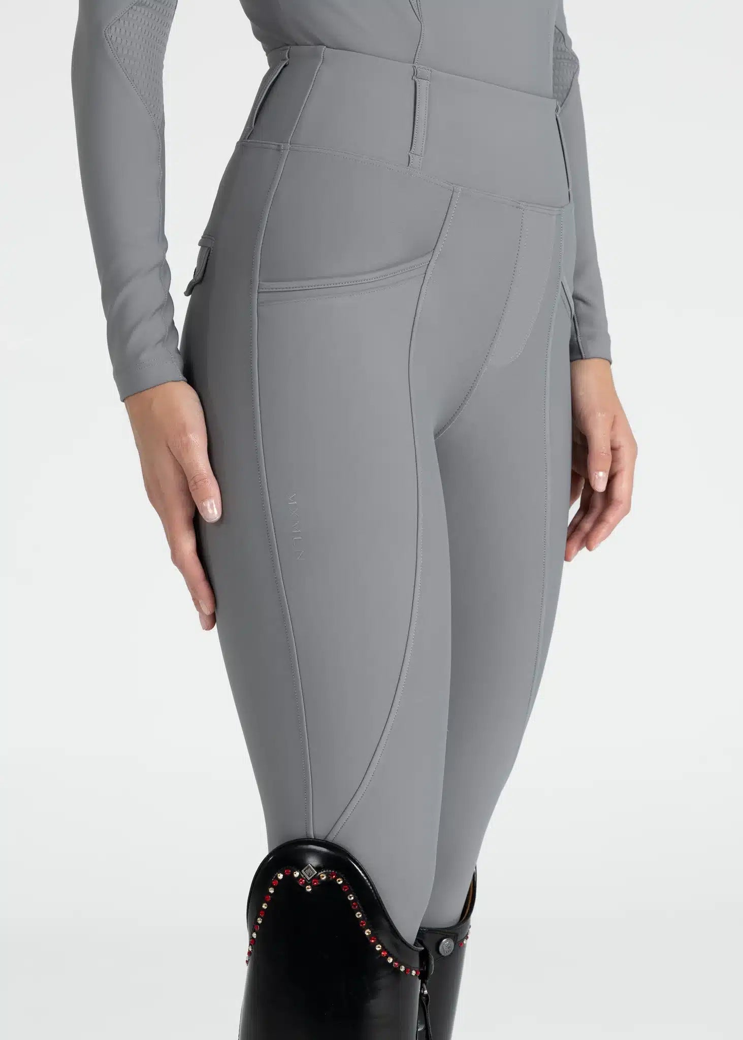 Maximilian Equestrian Pro Riding Leggings Titanium by Maximilian Equestrian at Try a Bit