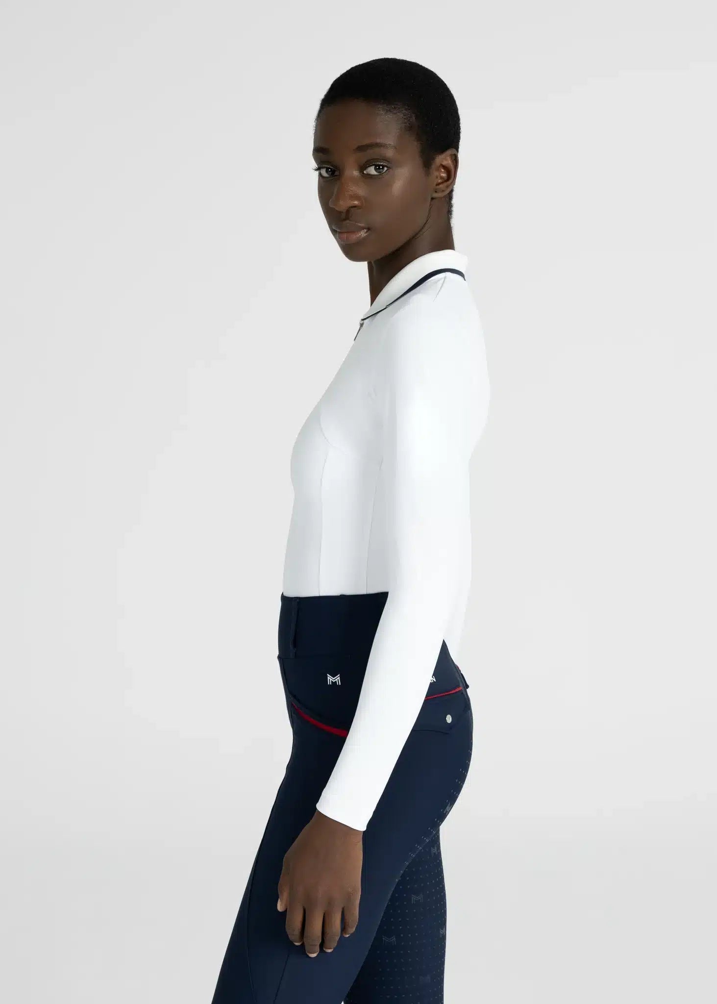Maximilian Equestrian Concept Long Sleeve Polo Shirt (White) by Maximilian Equestrian at Try a Bit