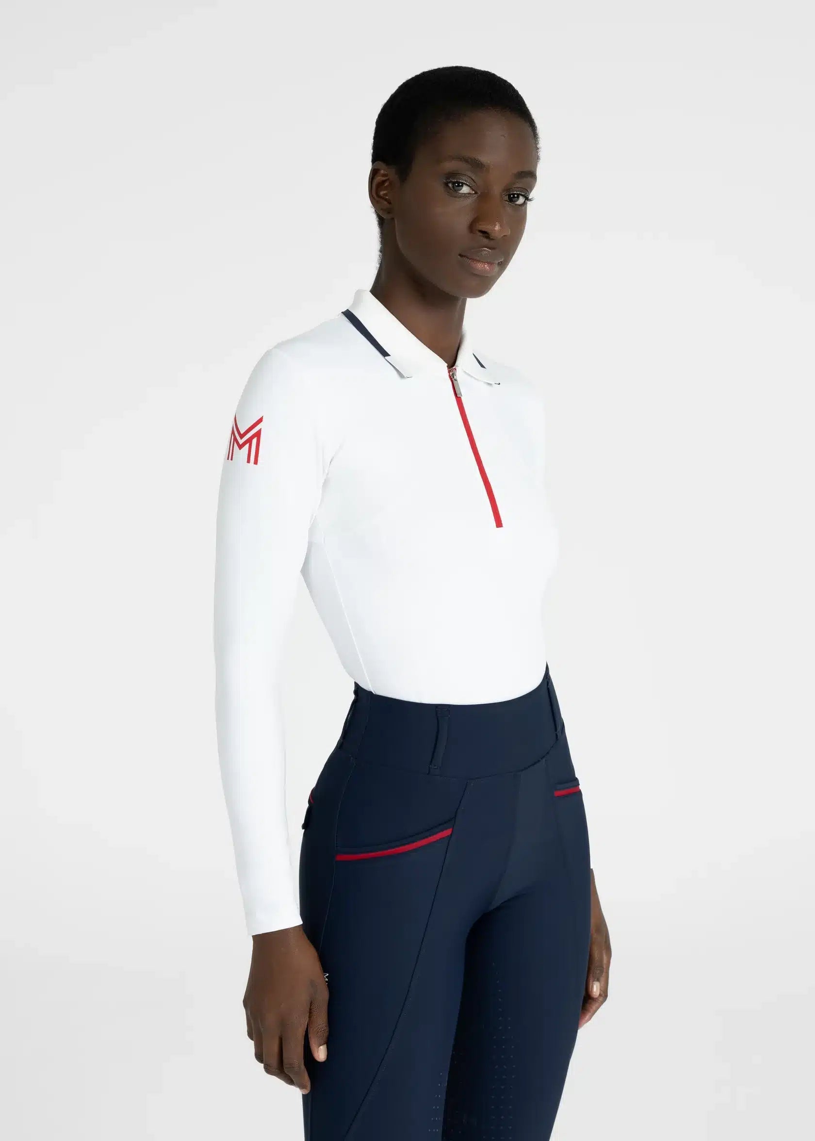 Maximilian Equestrian Concept Long Sleeve Polo Shirt (White) by Maximilian Equestrian at Try a Bit