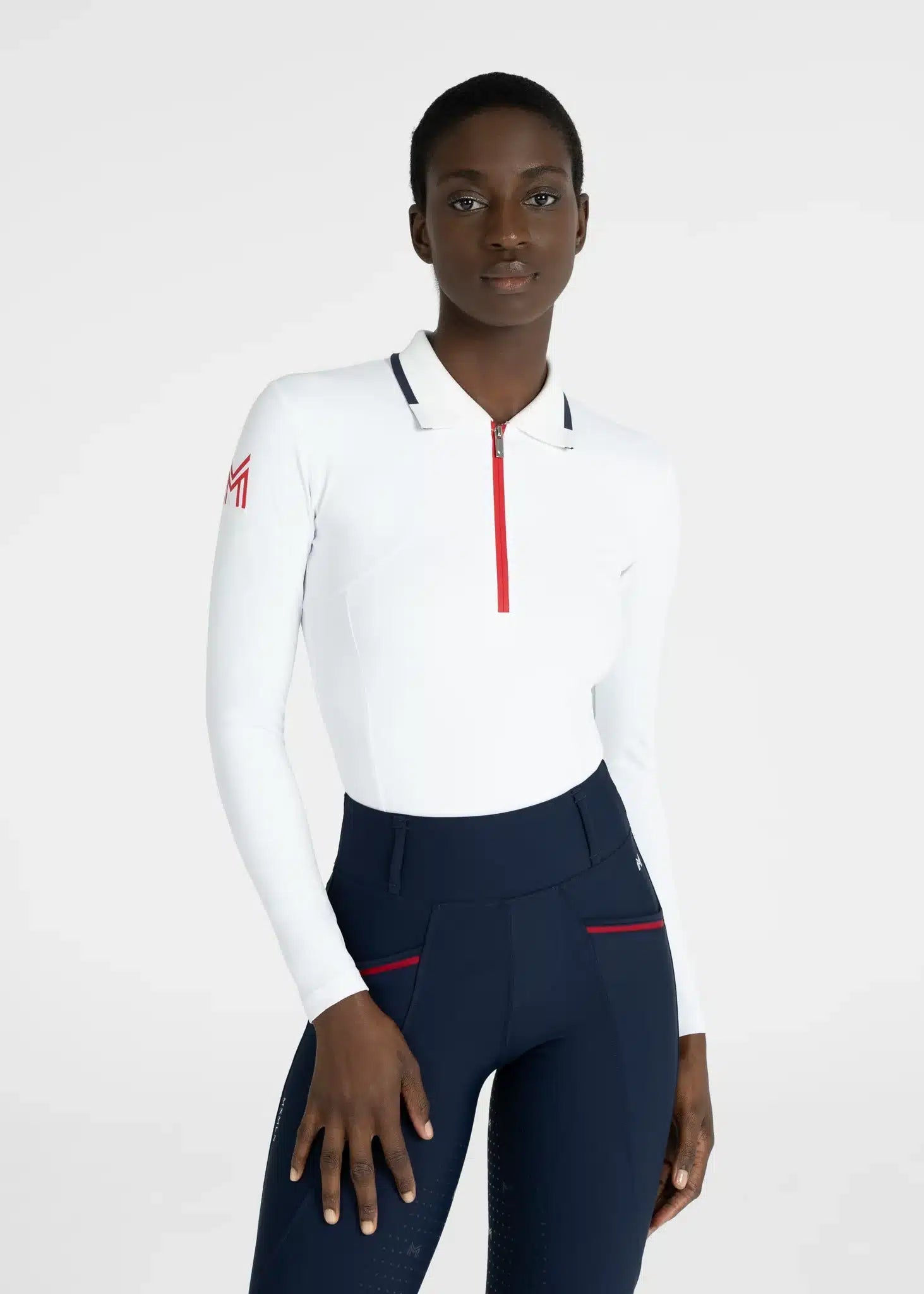 Maximilian Equestrian Concept Long Sleeve Polo Shirt (White) by Maximilian Equestrian at Try a Bit