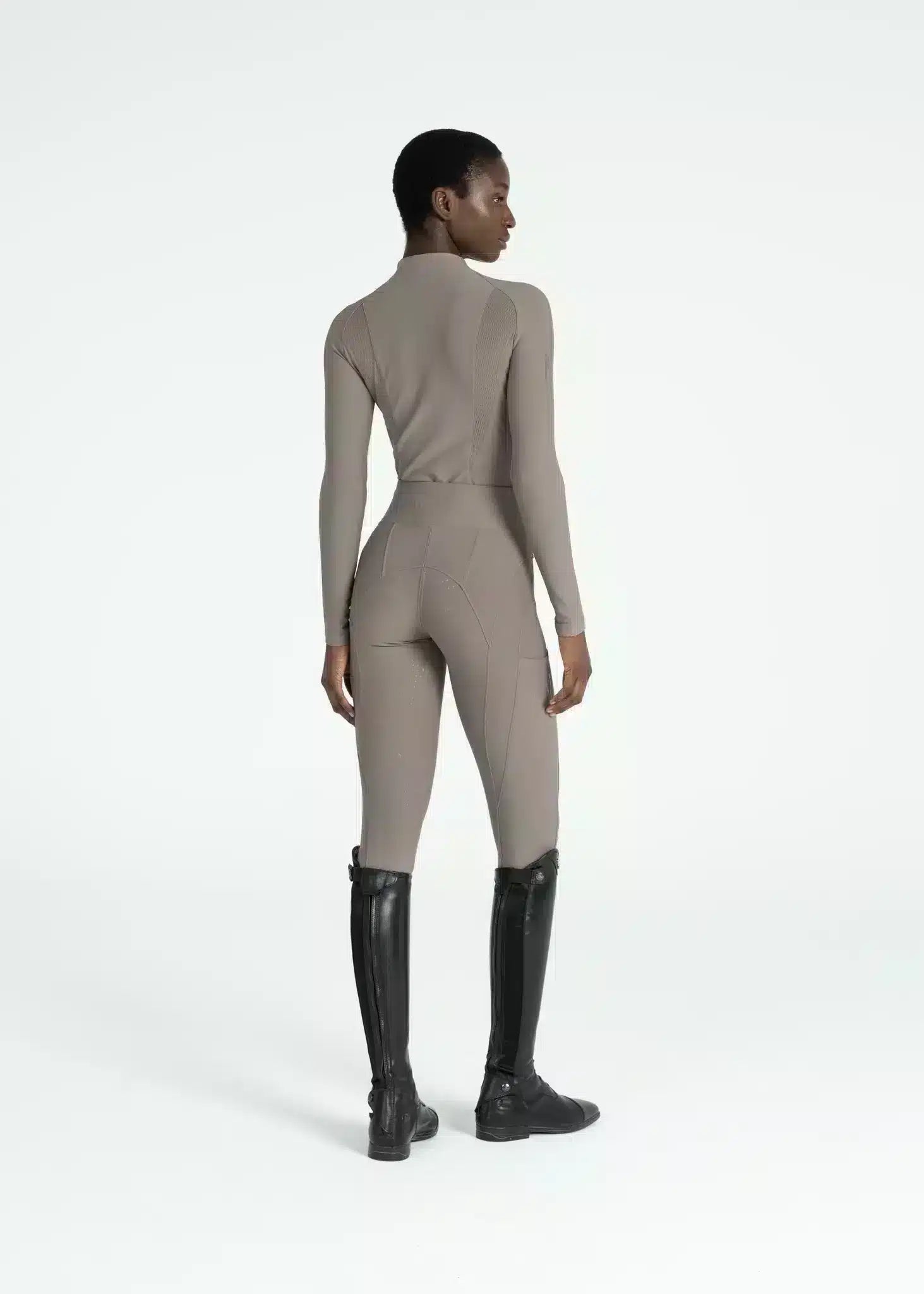 Maximilian Equestrian Outline Riding Leggings Taupe by Maximilian Equestrian at Try a Bit
