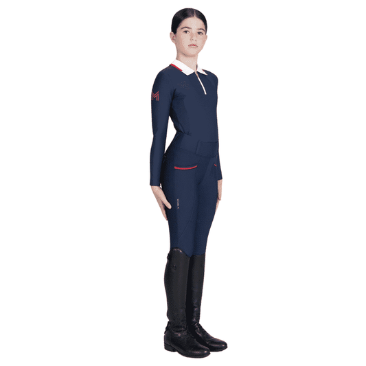 Maximilian Equestrian YR Pro Riding Leggings (Navy/Red) by Maximilian Equestrian at Try a Bit