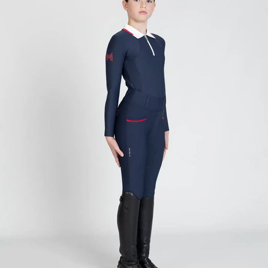 Maximilian Equestrian YR Concept Long Sleeve Polo Shirt (Navy) by Maximilian Equestrian at  Try a Bit